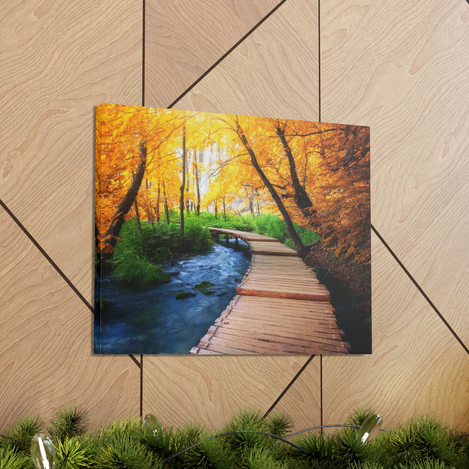 Path Autumn Orange Tree Nature Wilderness Photography Canvas Wall Art for Home Decor Ready-to-Hang-Express Your Love Gifts