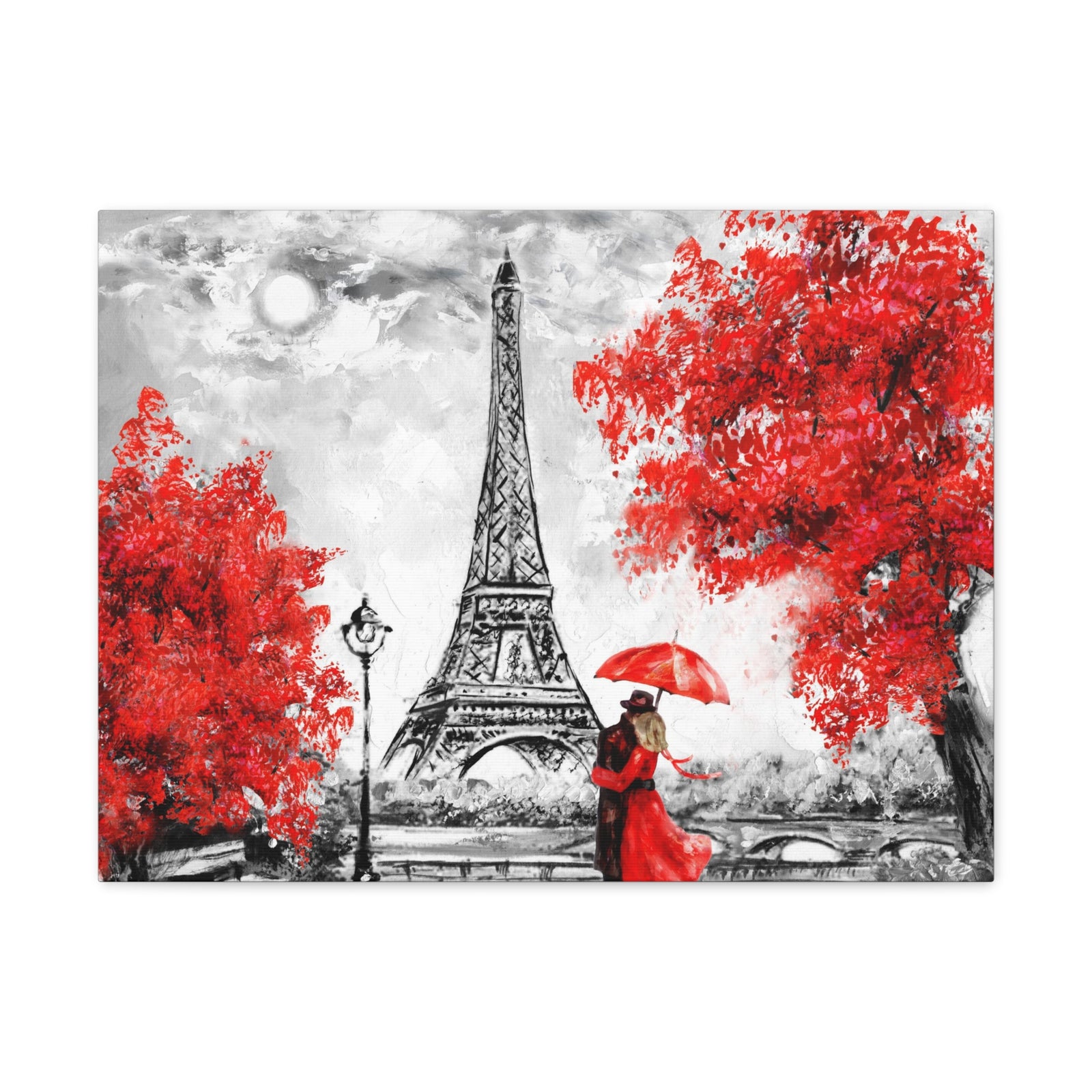 Paris Eiffel Tower Couple France Canvas Artwork High-Quality Breathtaking French City for Home Decor Ready to Hang-Express Your Love Gifts