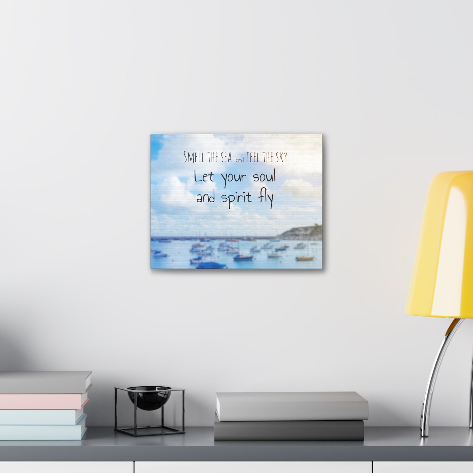 Inspirational Quote Canvas Smell The Sea And Feel The Sky Motivational Print Ready to Hang Artwork-Express Your Love Gifts