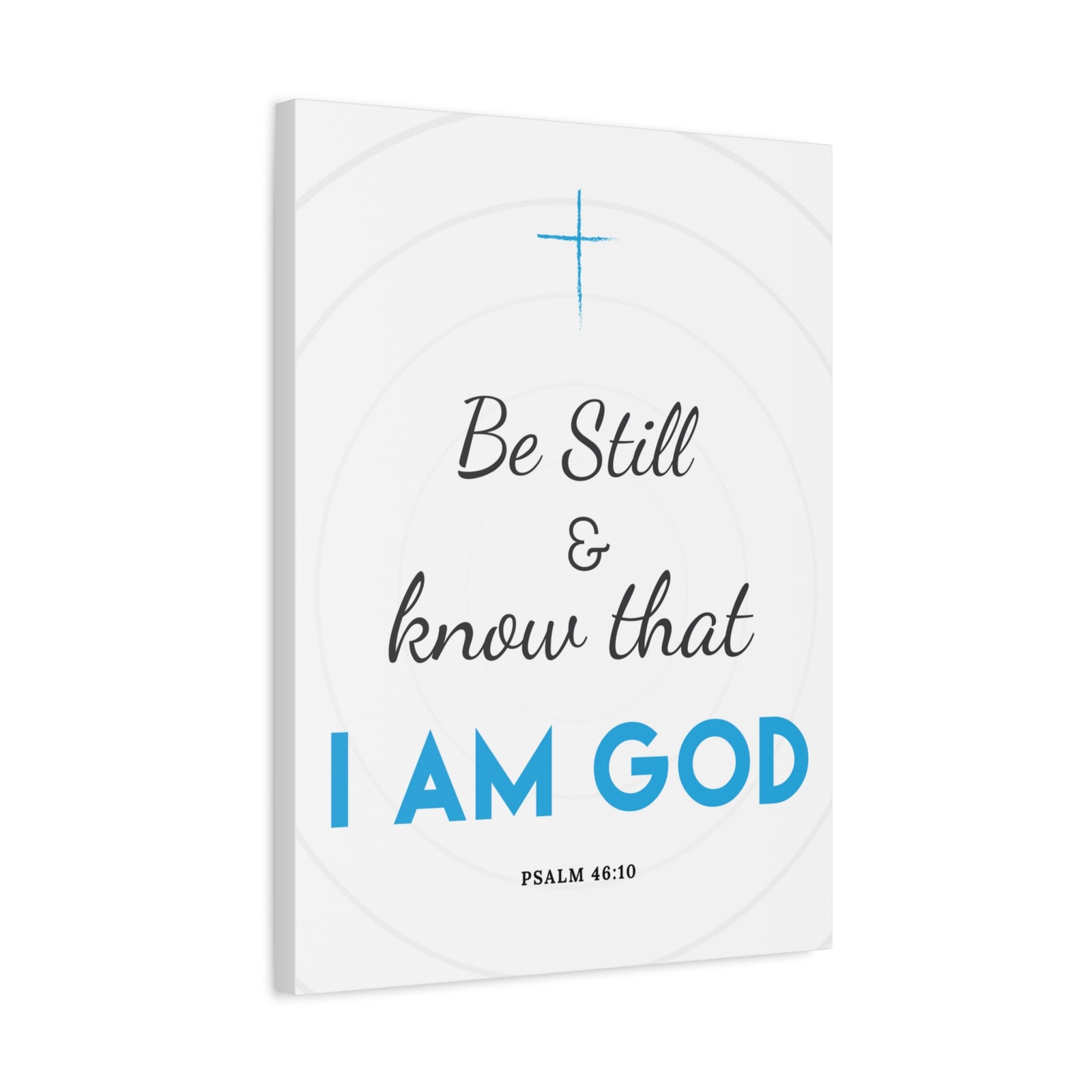 Scripture Canvas Be Still And Know Psalm 46:10 Blue Christian Wall Art Bible Verse Print Ready To Hang-Express Your Love Gifts
