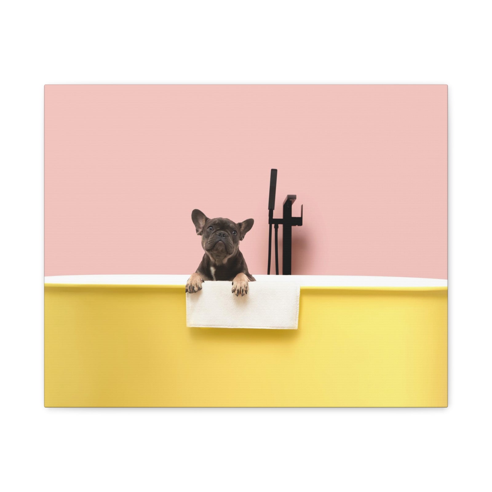 Cute French Bulldog Bath Canvas Wall Art for Home Decor Ready-to-Hang-Express Your Love Gifts