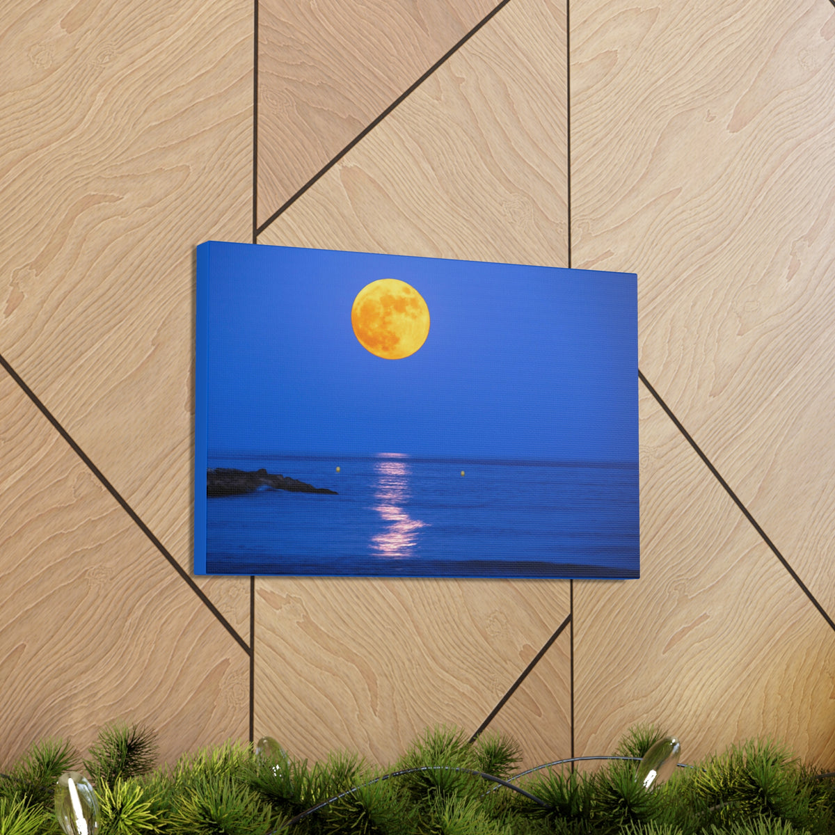 Super Moon over Seascape Sea Canvas Wall Art for Home Decor Ready-to-Hang-Express Your Love Gifts