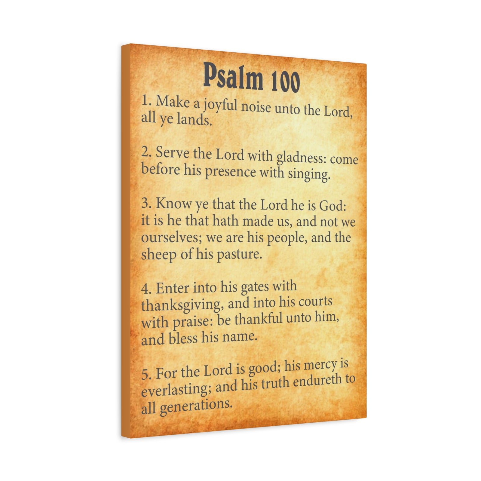 Scripture Walls Psalm 100 Gold Bible Chapter Canvas Christian Wall Art Ready to Hang-Express Your Love Gifts