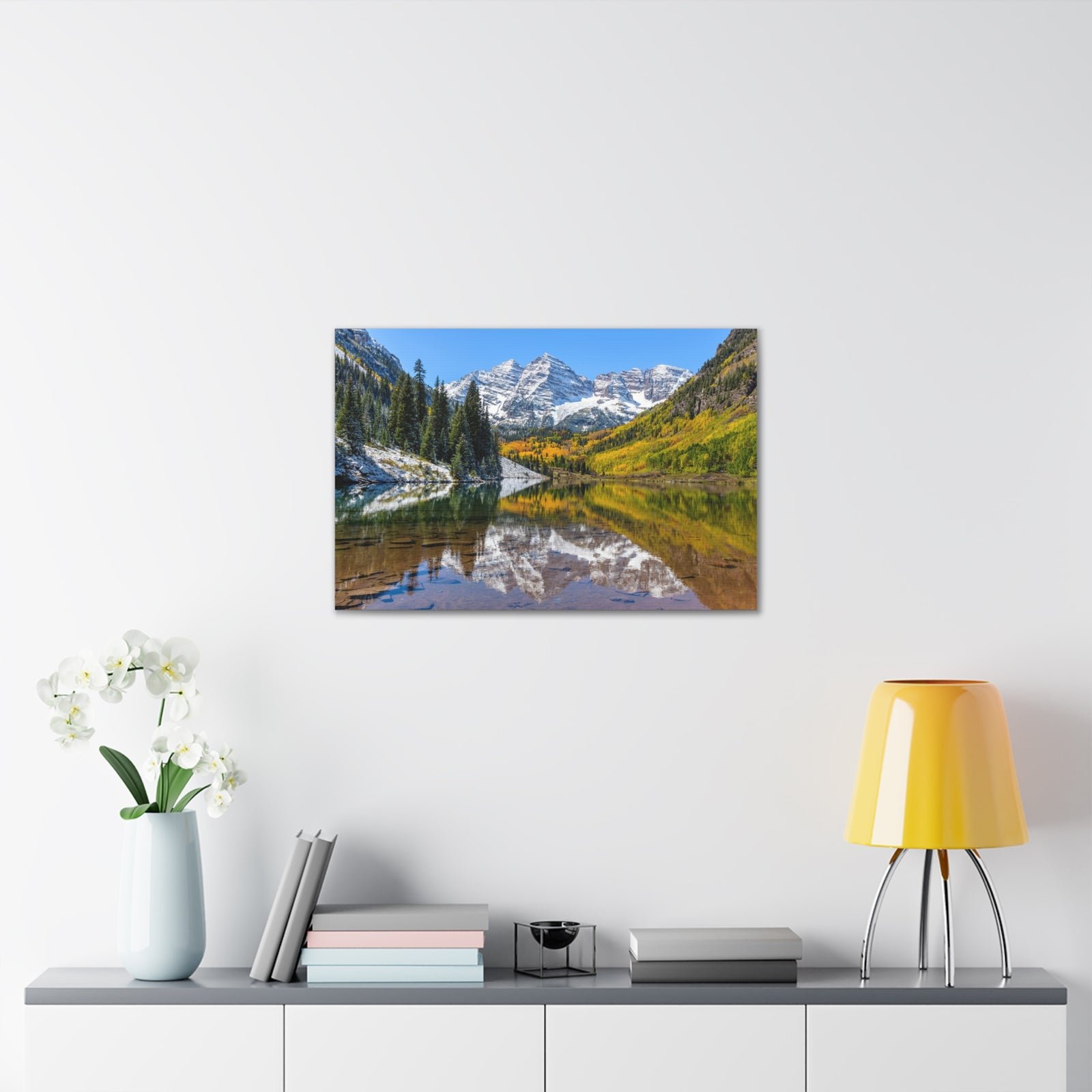 Forest Lake Mountains Nature Wilderness Photography Canvas Wall Art for Home Decor Ready-to-Hang-Express Your Love Gifts