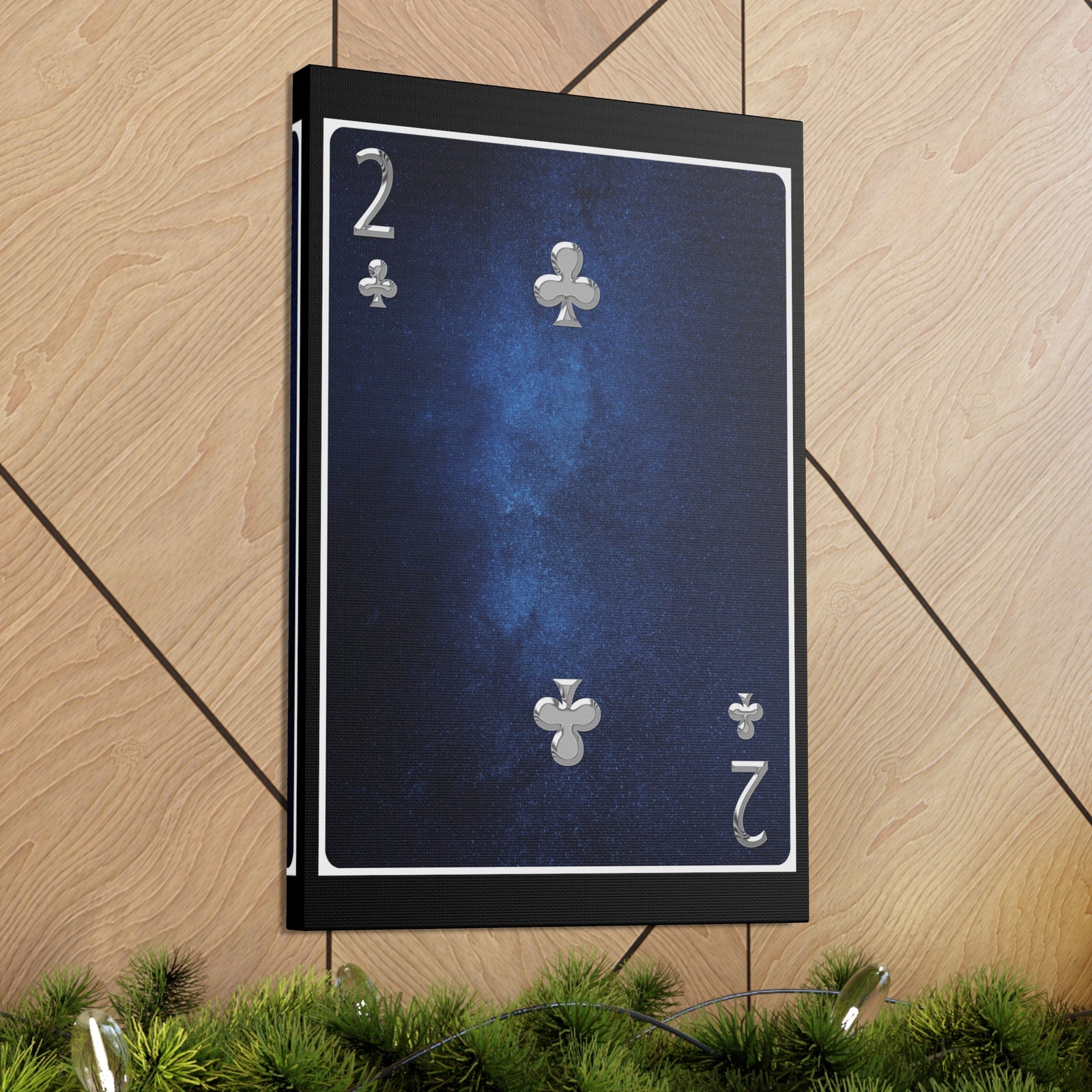 Two Of Clubs Space Background Playing Card Canvas Wall Art for Home Decor Ready-to-Hang-Express Your Love Gifts