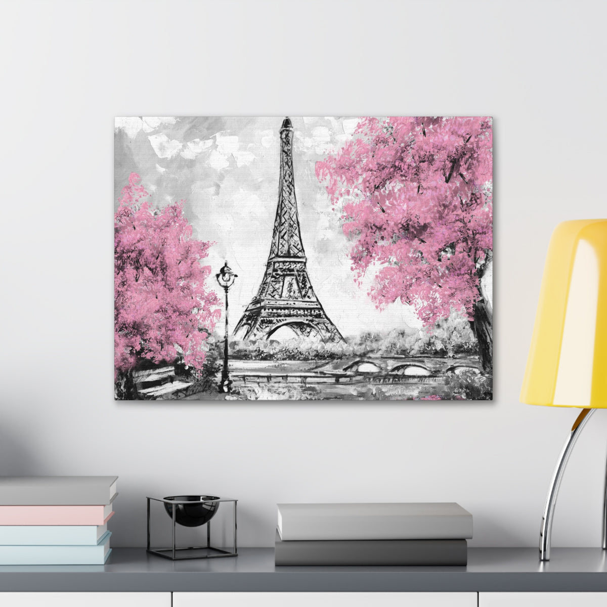 Eiffel Tower Pink Tree France Canvas Artwork High-Quality Breathtaking French City for Home Decor Ready to Hang-Express Your Love Gifts