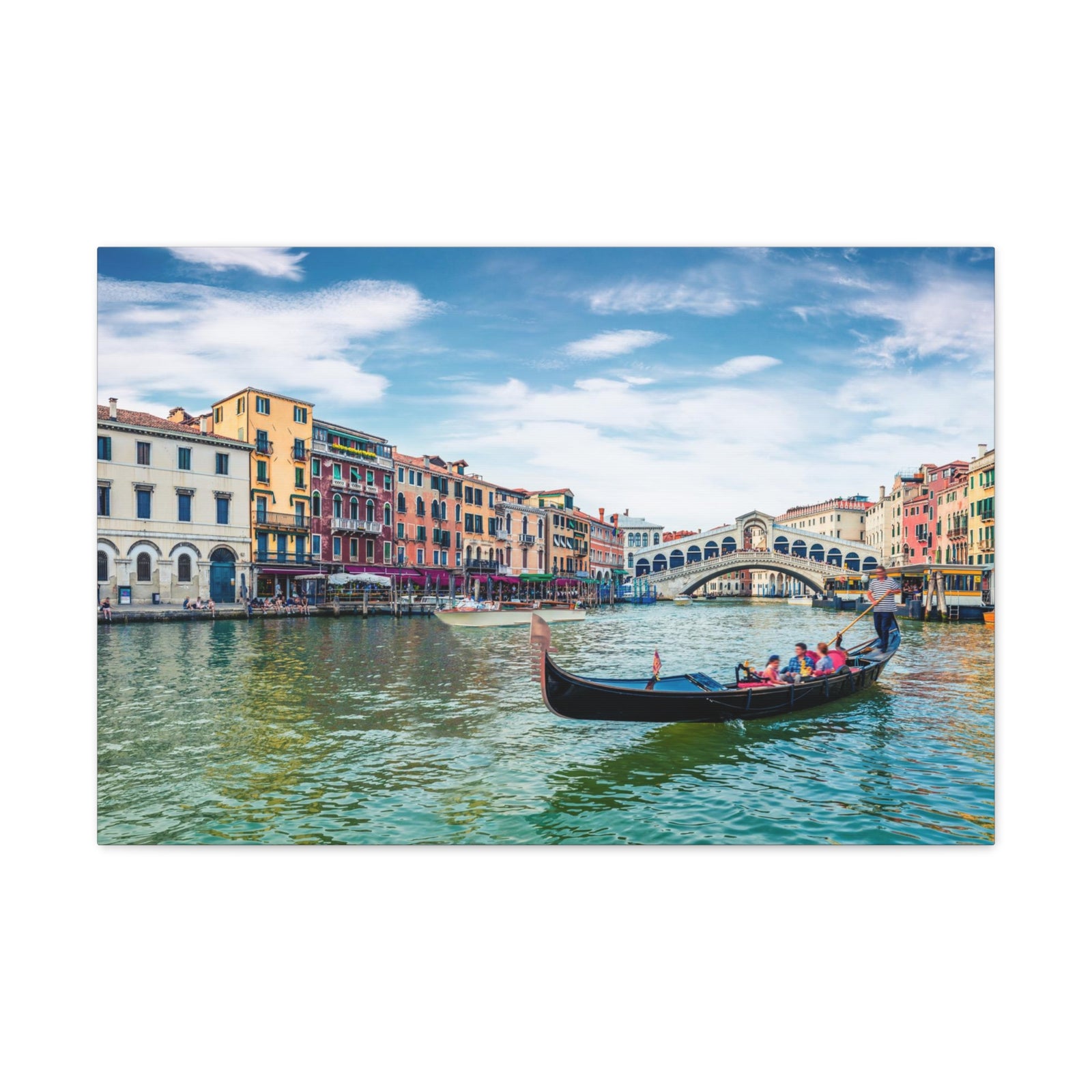 Venice Rialto Bridge Blue Sky Nature Wilderness Photography Canvas Wall Art for Home Decor Ready-to-Hang-Express Your Love Gifts