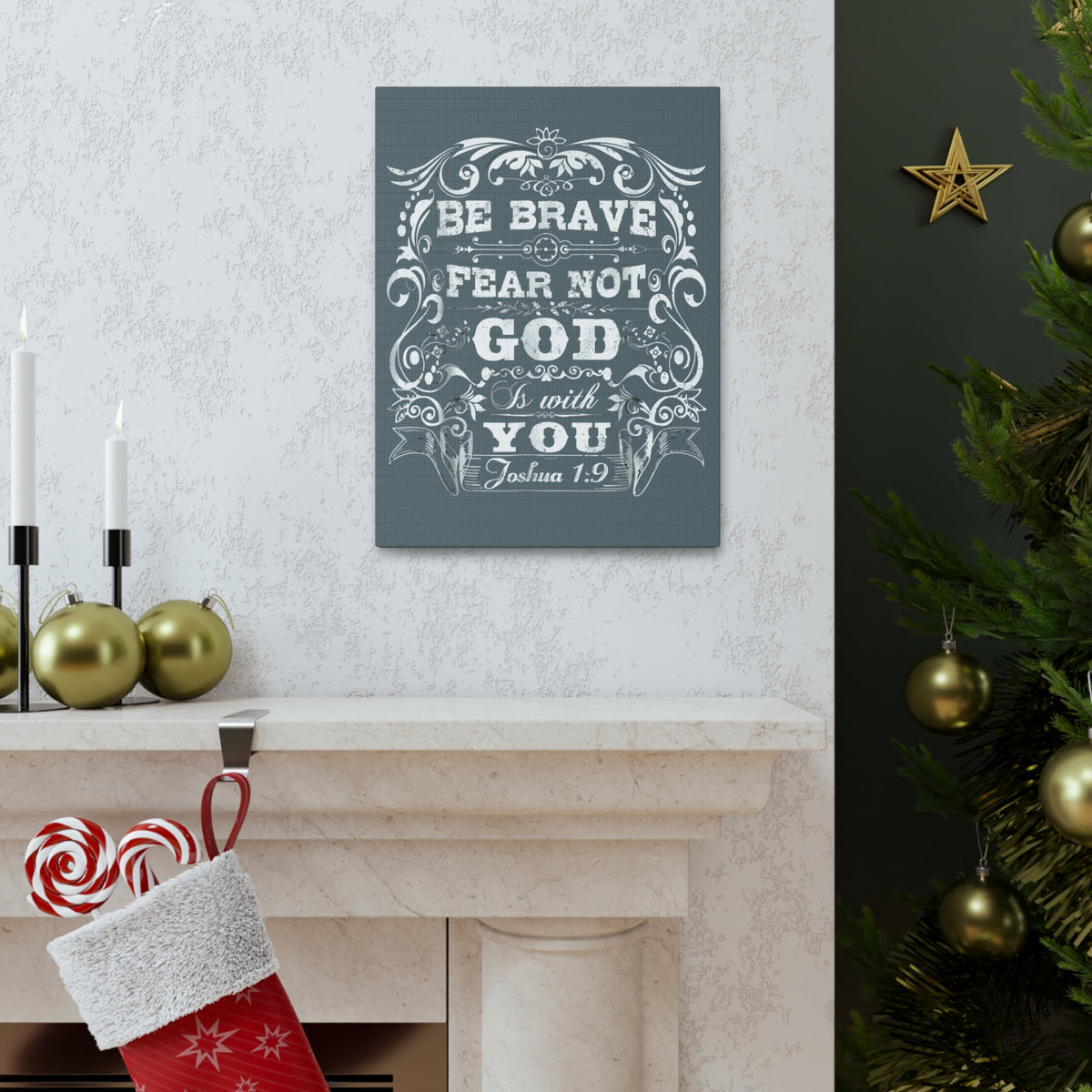 Scripture Walls Be Brave Fear Not God Is With You Joshua 1:9 Bible Verse Canvas Christian Wall Art Ready To Hang-Express Your Love Gifts