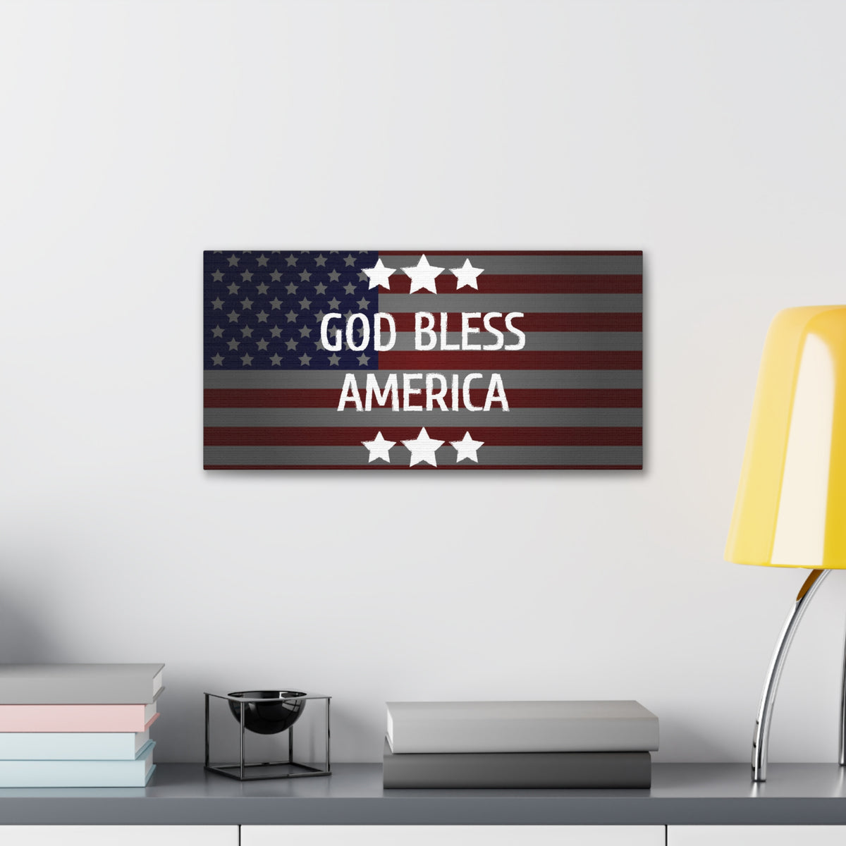 God Bless America Flag Day Concept Canvas Wall Art for Home Decor Ready-to-Hang-Express Your Love Gifts
