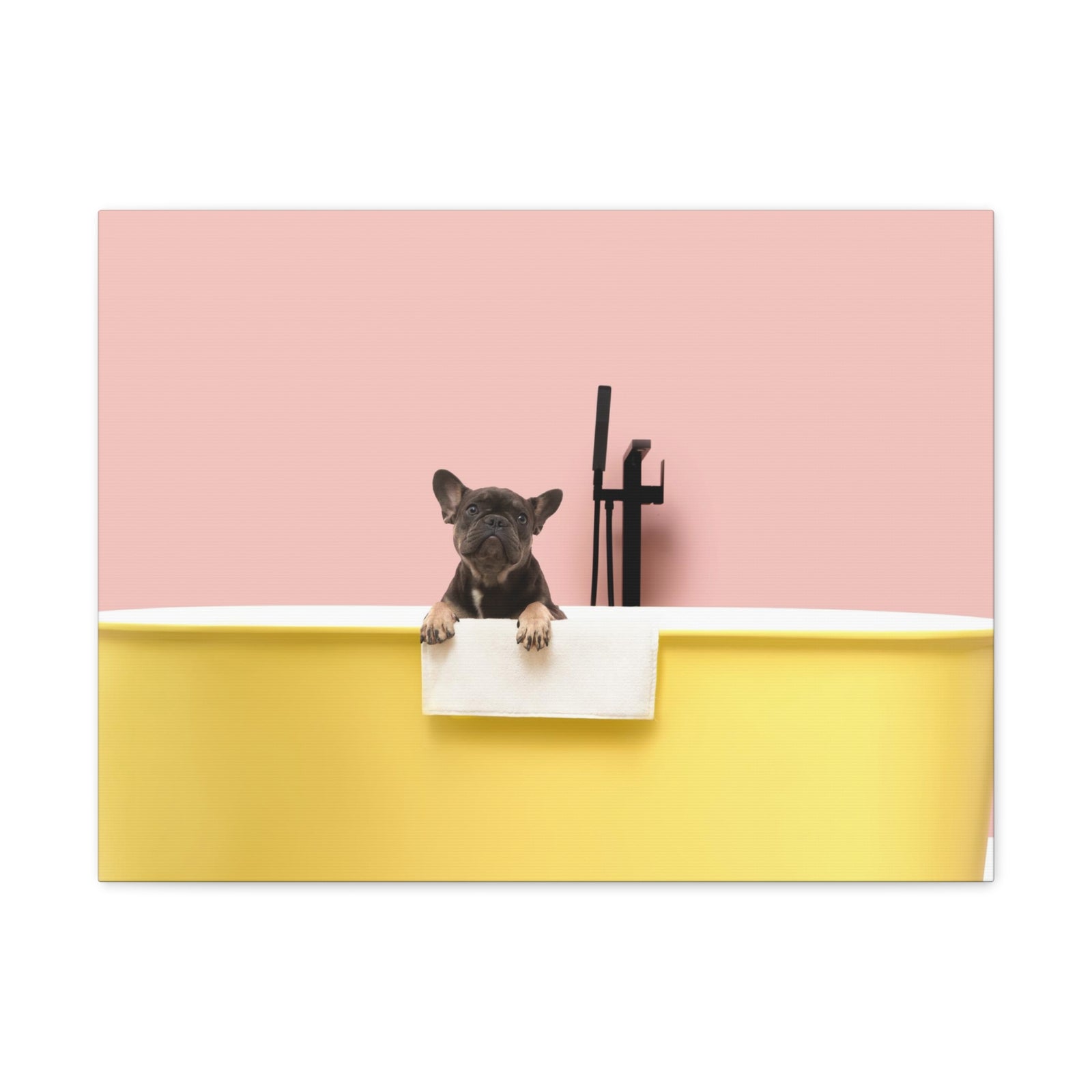 Cute French Bulldog Bath Canvas Wall Art for Home Decor Ready-to-Hang-Express Your Love Gifts