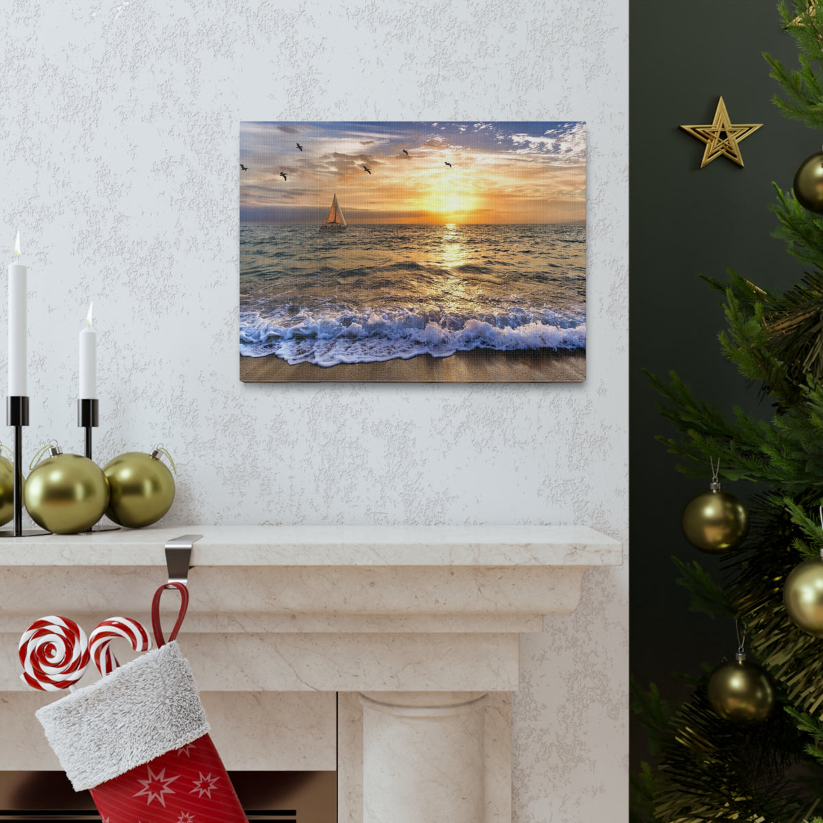 Sailboat Sailing Out To Sea Ocean Canvas Wall Art for Home Decor Ready-to-Hang-Express Your Love Gifts