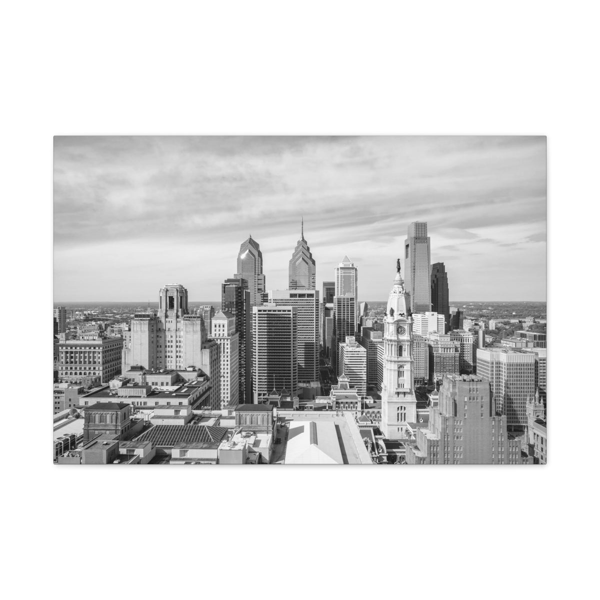 Philadelphia Black And White Skyline Canvas Artwork High-Quality Breathtaking Stunning Cityscape for Home Decor Ready to Hang-Express Your Love Gifts