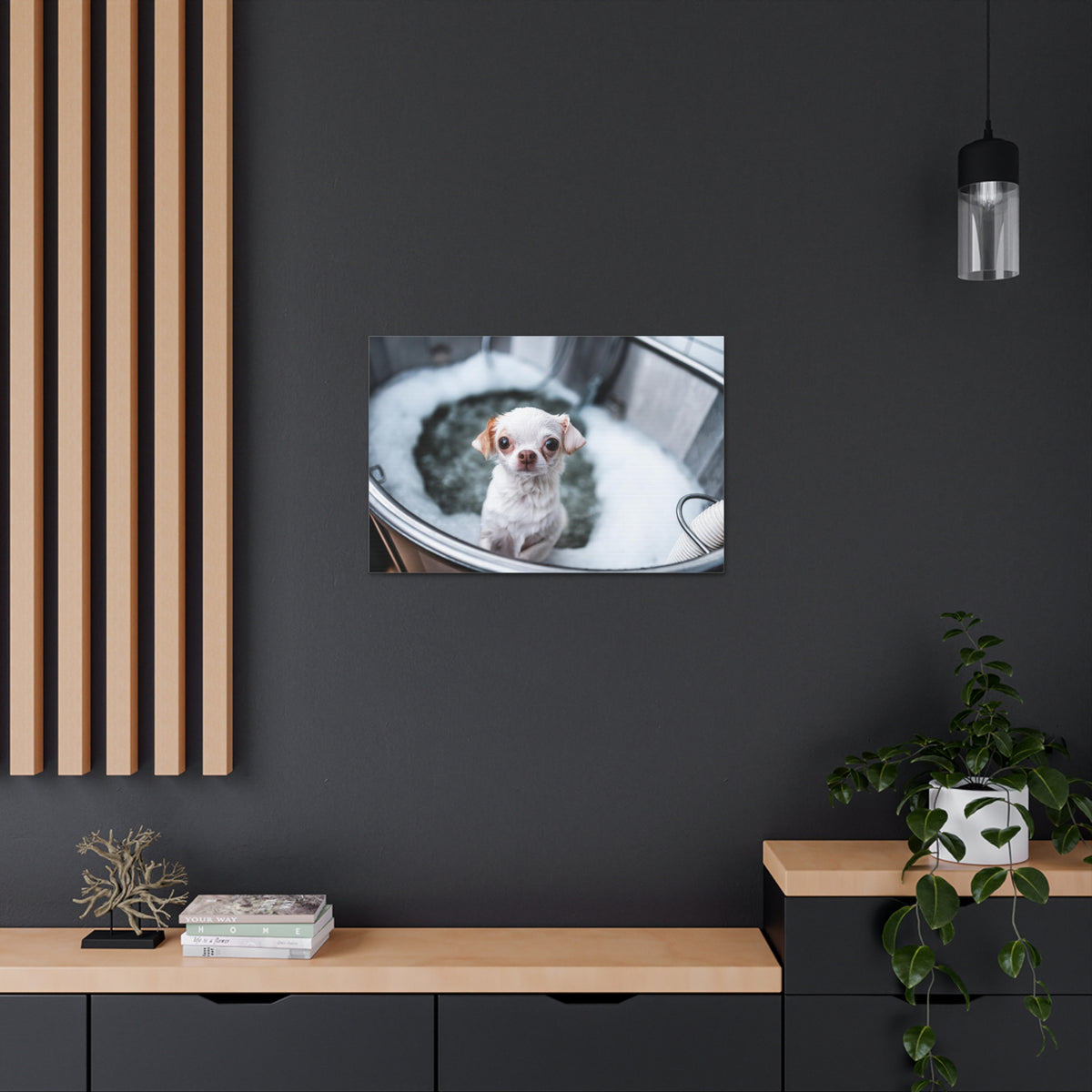 Cute Chihuahua Bathee Canvas Wall Art for Home Decor Ready-to-Hang-Express Your Love Gifts