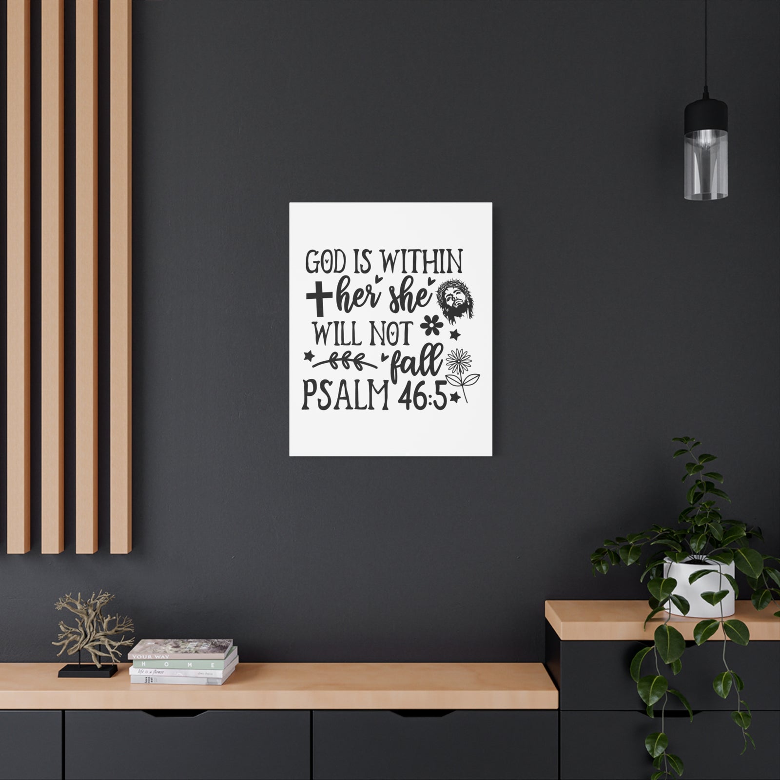 Scripture Walls Psalm 46:5 God is Within Her Bible Verse Canvas Christian Wall Art Ready to Hang Unframed-Express Your Love Gifts