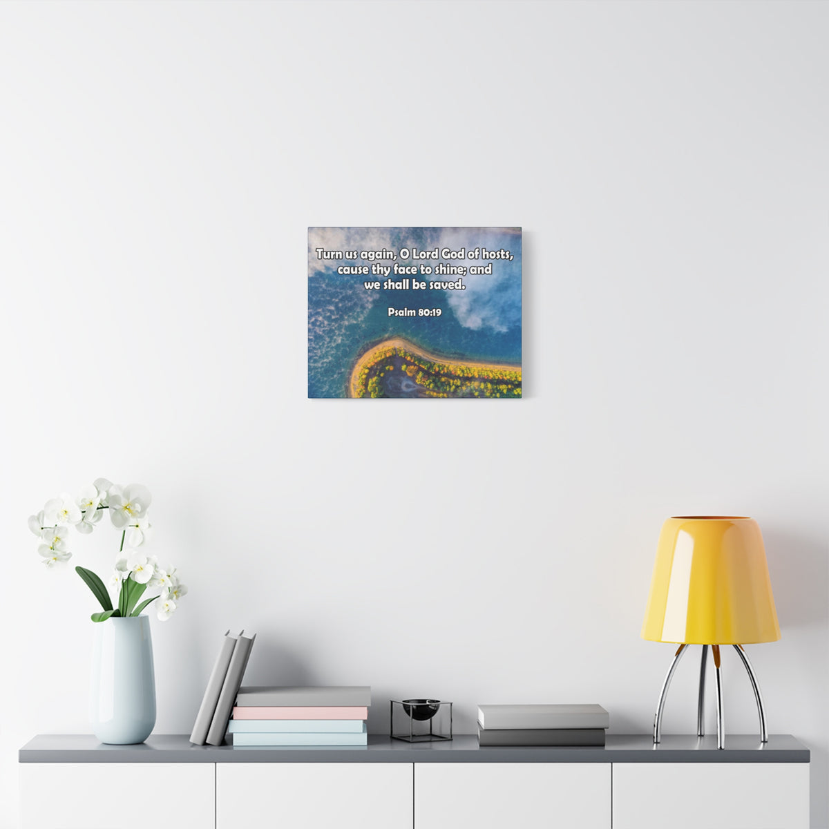Bible Verse Canvas Turn Us Again Psalm 80:19 Christian Home Décor Wall Art Scripture Ready to Hang Faith Print-Express Your Love Gifts