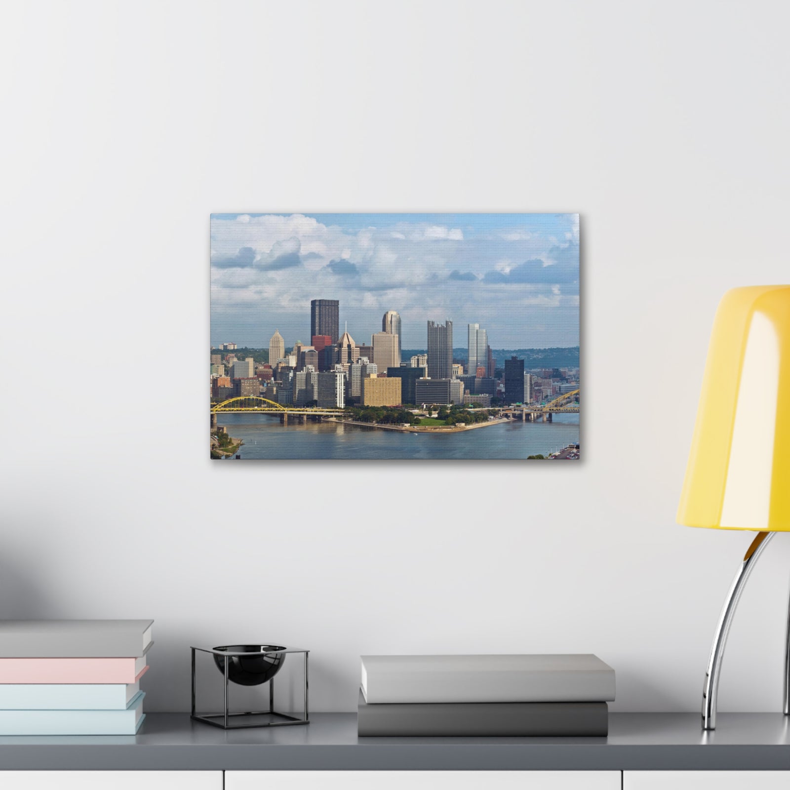 Pittsburgh Daytime Skyline Canvas Artwork High-Quality Breathtaking Stunning Cityscape for Home Decor Ready to Hang-Express Your Love Gifts