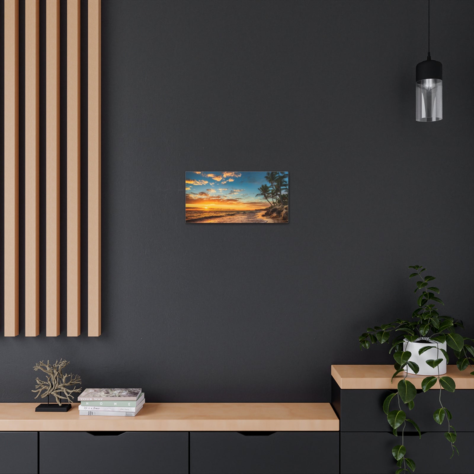 Tropical Island Beach Sunrise Ocean Canvas Wall Art for Home Decor Ready-to-Hang-Express Your Love Gifts
