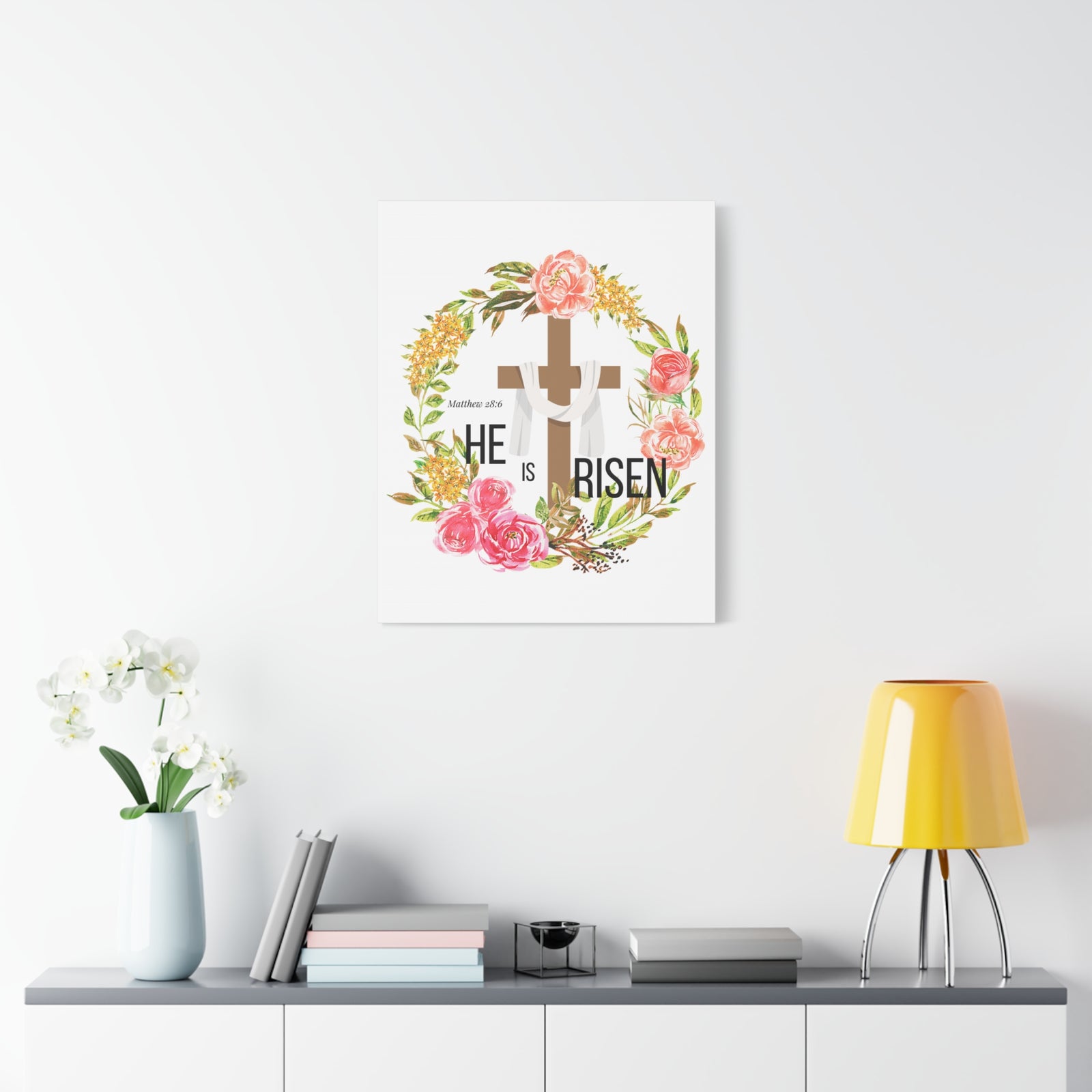 Scripture Walls Matthew 28:6 He Is Risen Bible Verse Canvas Christian Wall Art Ready to Hang Unframed-Express Your Love Gifts