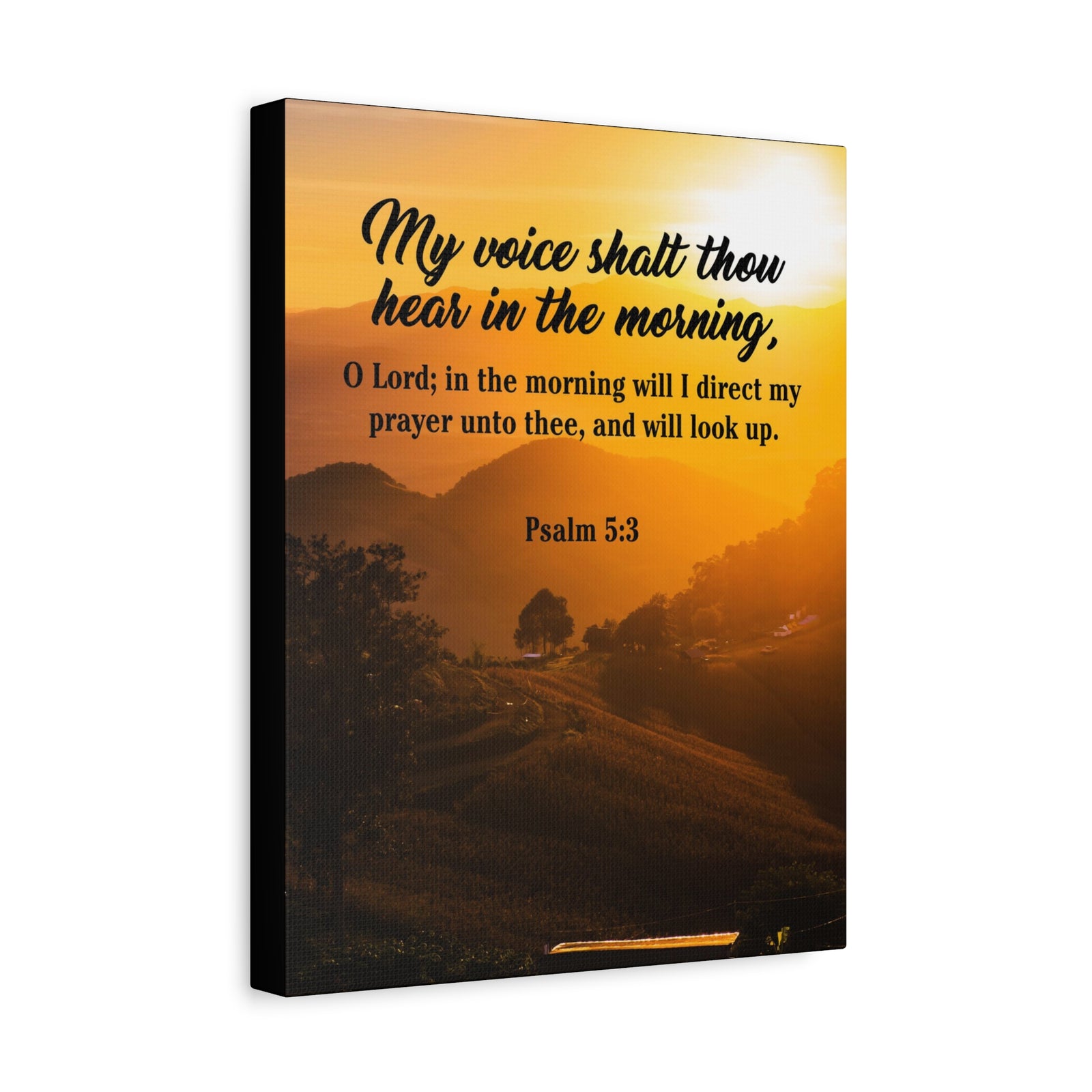 Bible Verse Canvas Morning Prayer Psalm 5:3 Christian Home Decor Scripture Art-Express Your Love Gifts