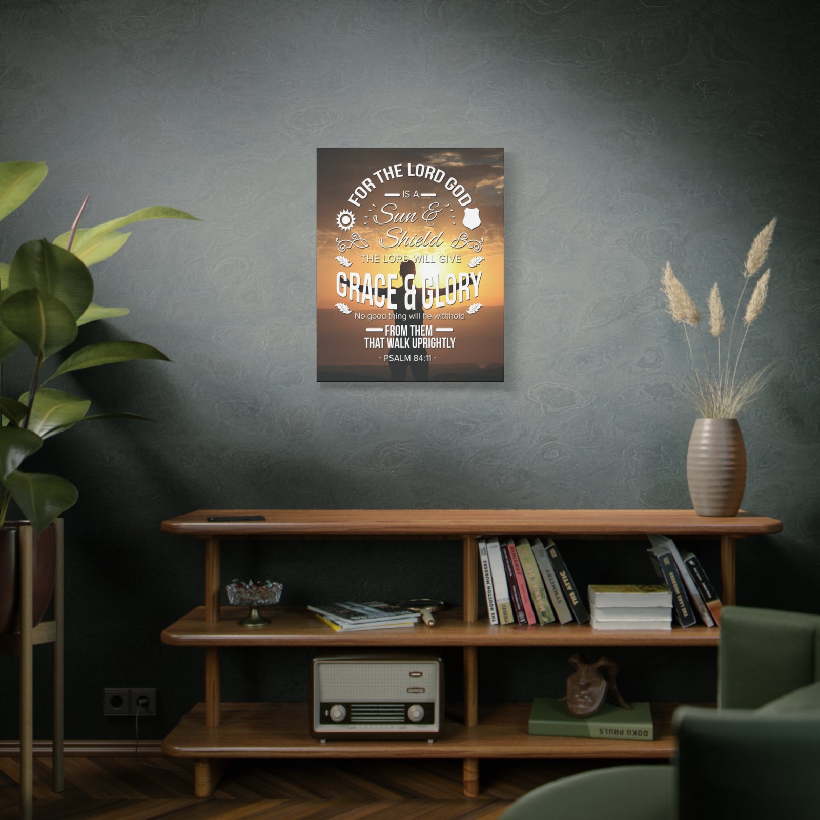 Scripture Canvas Grace And Glory Psalm 84:11 Christian Wall Art Bible Verse Print Ready to Hang-Express Your Love Gifts