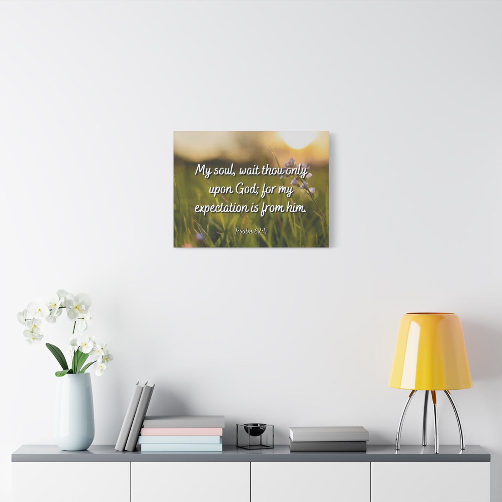 Scripture Canvas My Expectation Psalm 62:5 Christian Wall Art Bible Verse Print Ready to Hang-Express Your Love Gifts