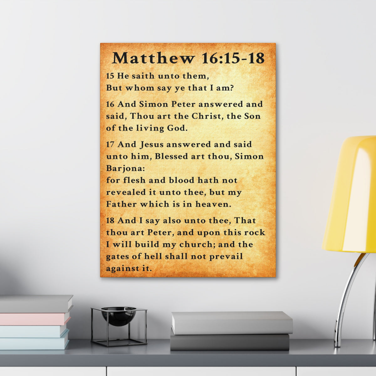 Scripture Walls Matthew 16:15-18 KJV Bible Verse Canvas Christian Wall Art Ready to Hang Unframed-Express Your Love Gifts
