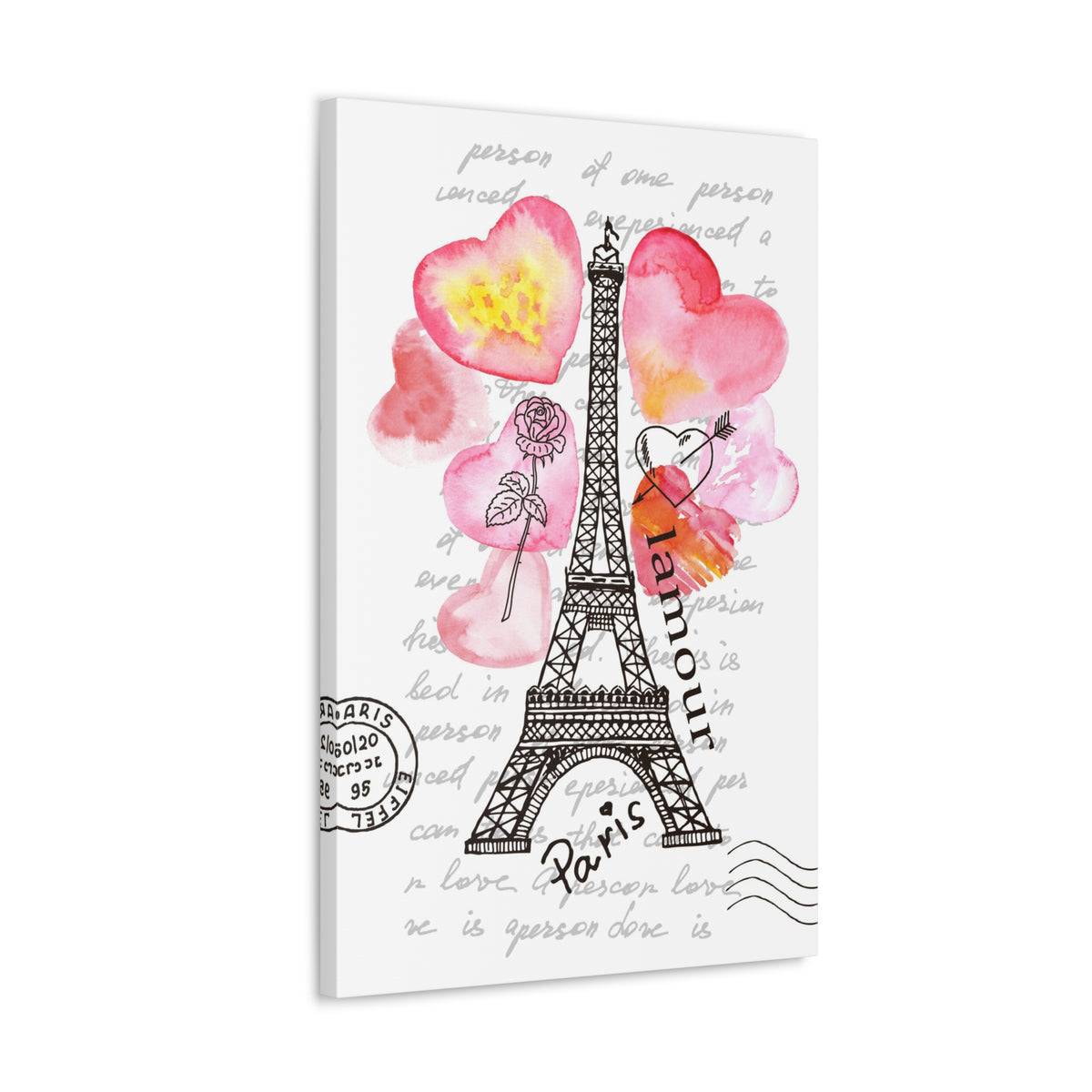 Pink Heart Eiffel Tower Paris France Canvas Artwork High-Quality Breathtaking French City for Home Decor Ready to Hang-Express Your Love Gifts
