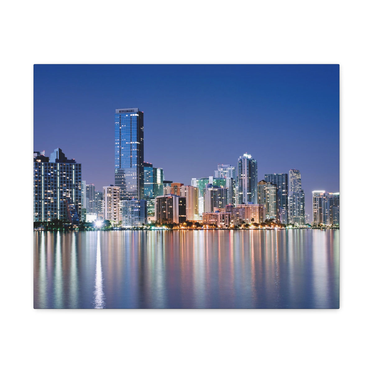 Miami Night Skyline Canvas Artwork High-Quality Breathtaking Stunning Cityscape for Home Decor Ready to Hang-Express Your Love Gifts