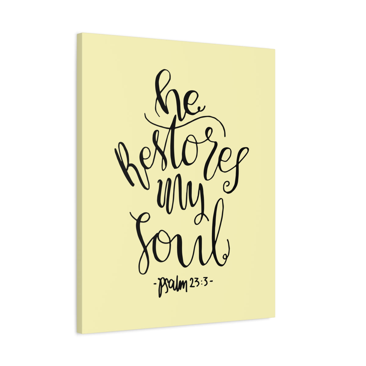 Scripture Walls He Restores My Soul Psalm 23:3 Bible Verse Canvas Christian Wall Art Ready To Hang-Express Your Love Gifts