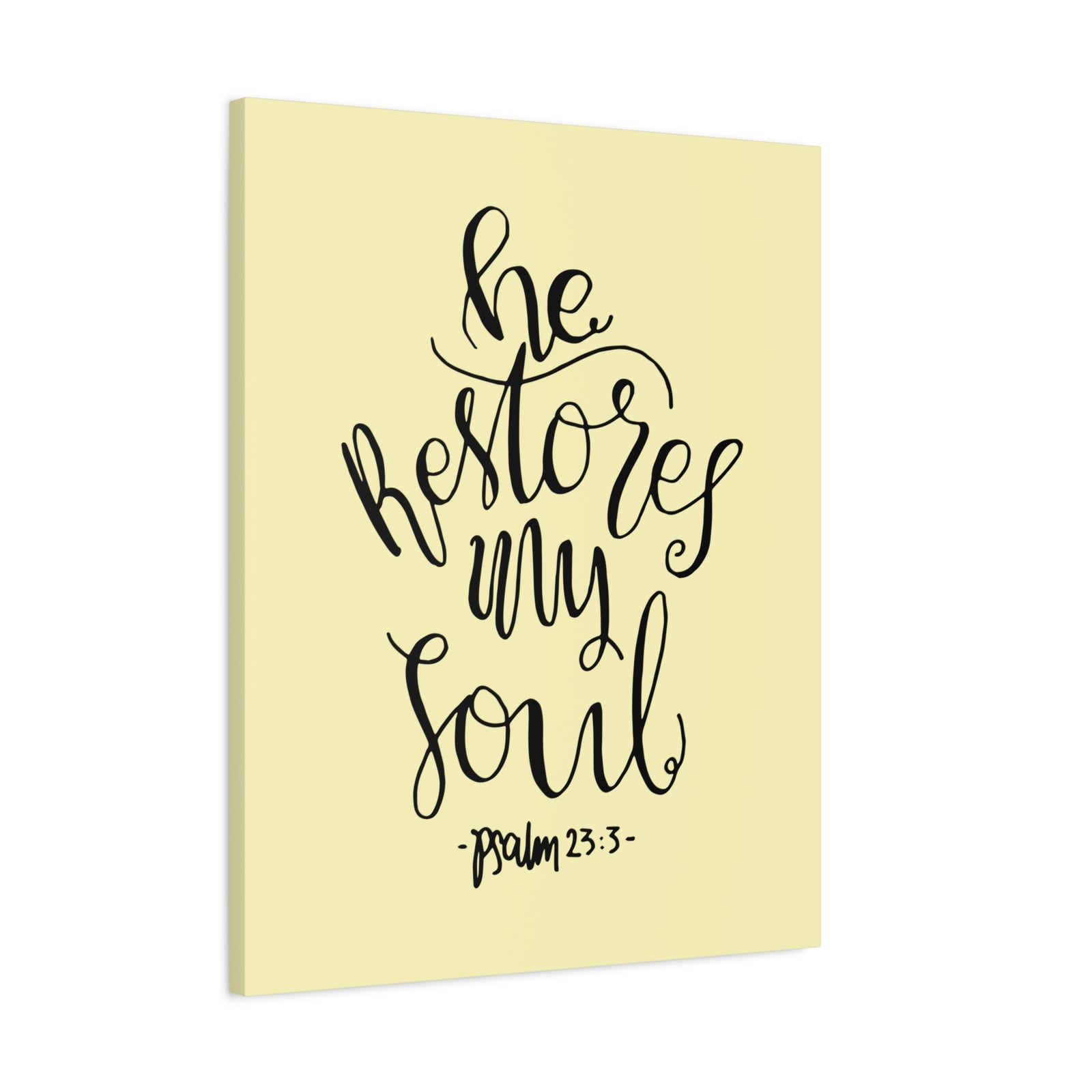 Scripture Walls He Restores My Soul Psalm 23:3 Bible Verse Canvas Christian Wall Art Ready To Hang-Express Your Love Gifts