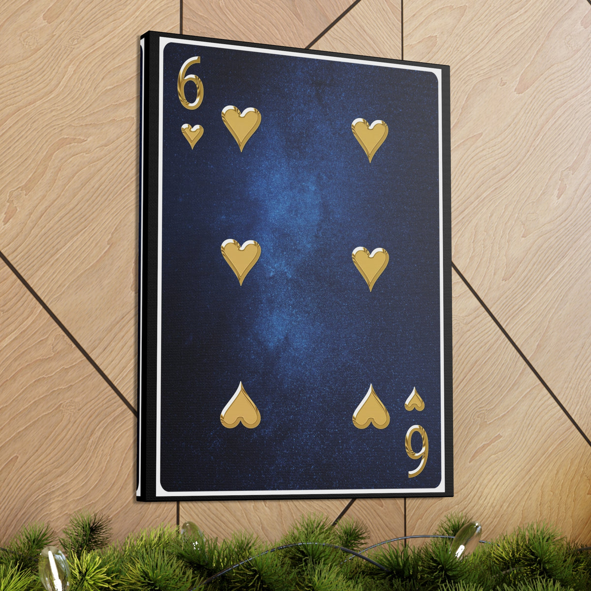Six Of Hearts Space Background Playing Card Canvas Wall Art for Home Decor Ready-to-Hang-Express Your Love Gifts