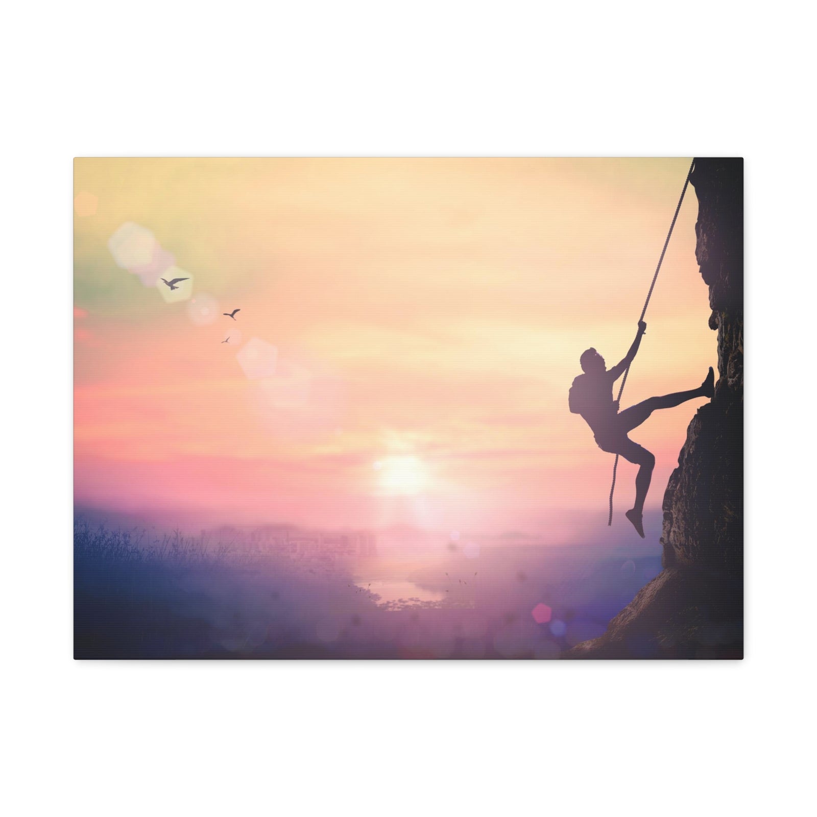 Man Climbing High Mountain Nature Wilderness Photography Canvas Wall Art for Home Decor Ready-to-Hang-Express Your Love Gifts