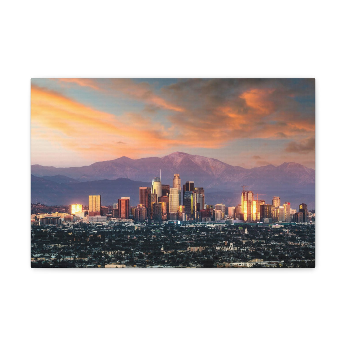 Los Angeles Daytime Skyline Canvas Artwork High-Quality Breathtaking Stunning Cityscape for Home Decor Ready to Hang-Express Your Love Gifts