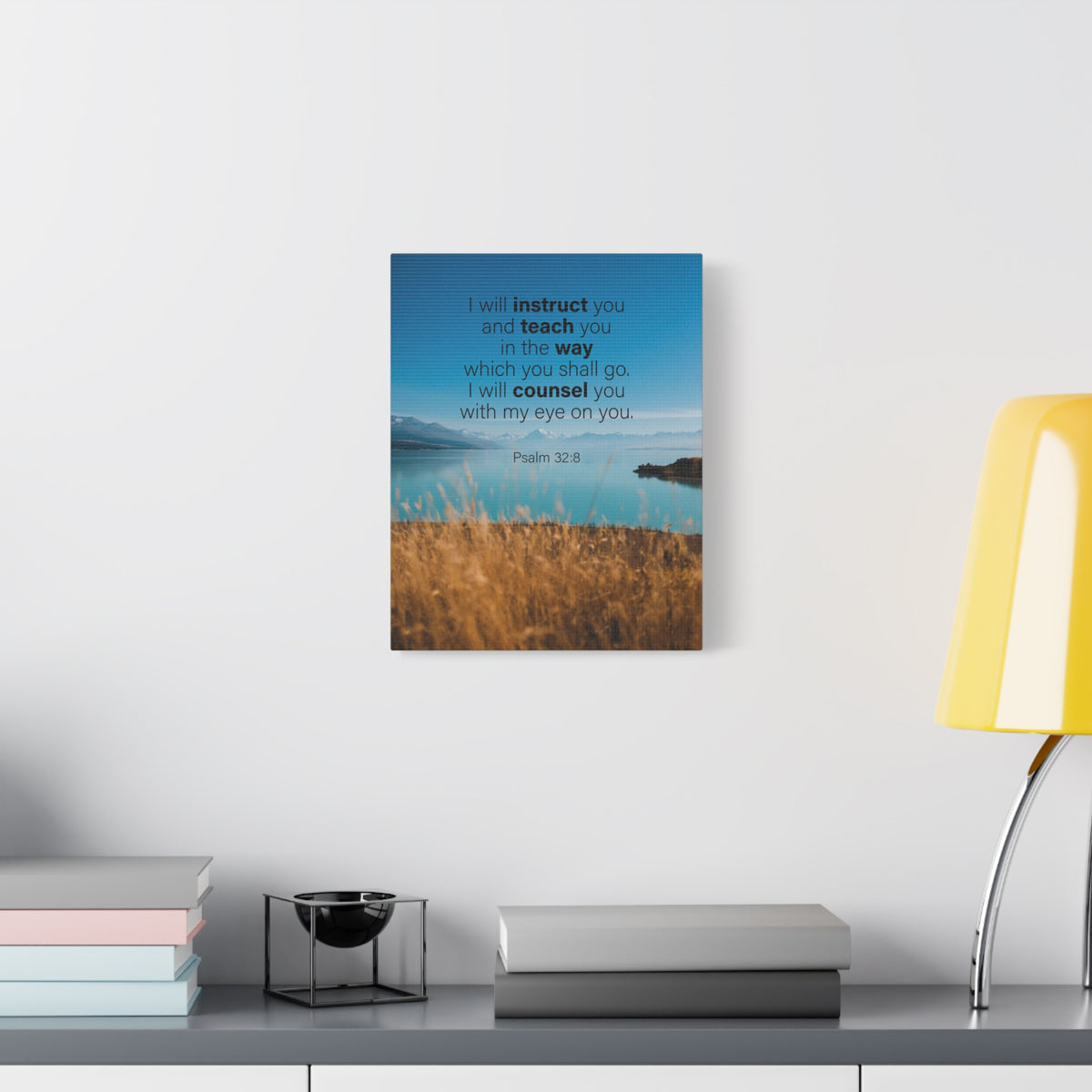 Scripture Canvas God's Instruction Psalm 32:8 Christian Wall Art Bible Verse Print Ready to Hang-Express Your Love Gifts