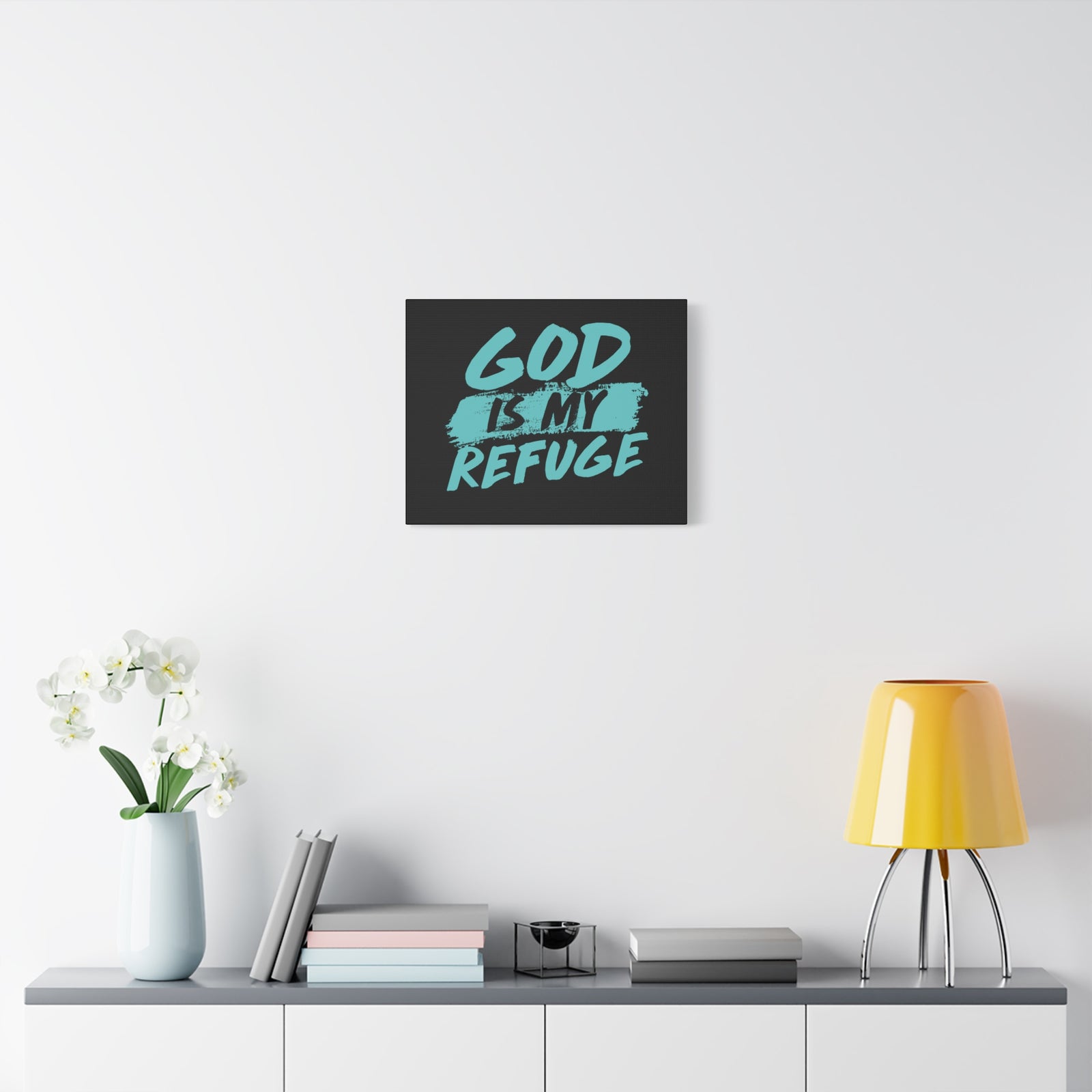 Scripture Canvas God Is My Refuge Psalm 46:1 Christian Wall Art Print Ready to Hang-Express Your Love Gifts