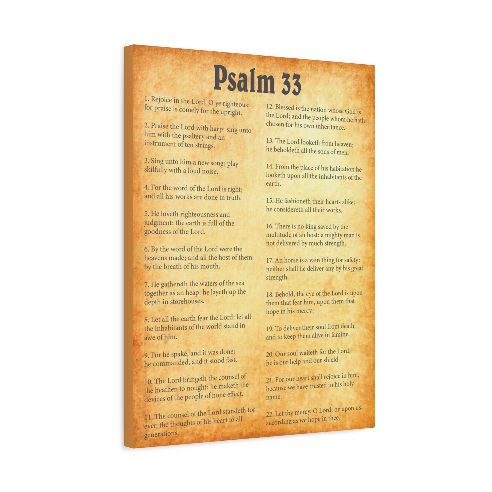 Scripture Walls Psalm 33 Gold Bible Chapter Canvas Christian Wall Art Ready to Hang-Express Your Love Gifts