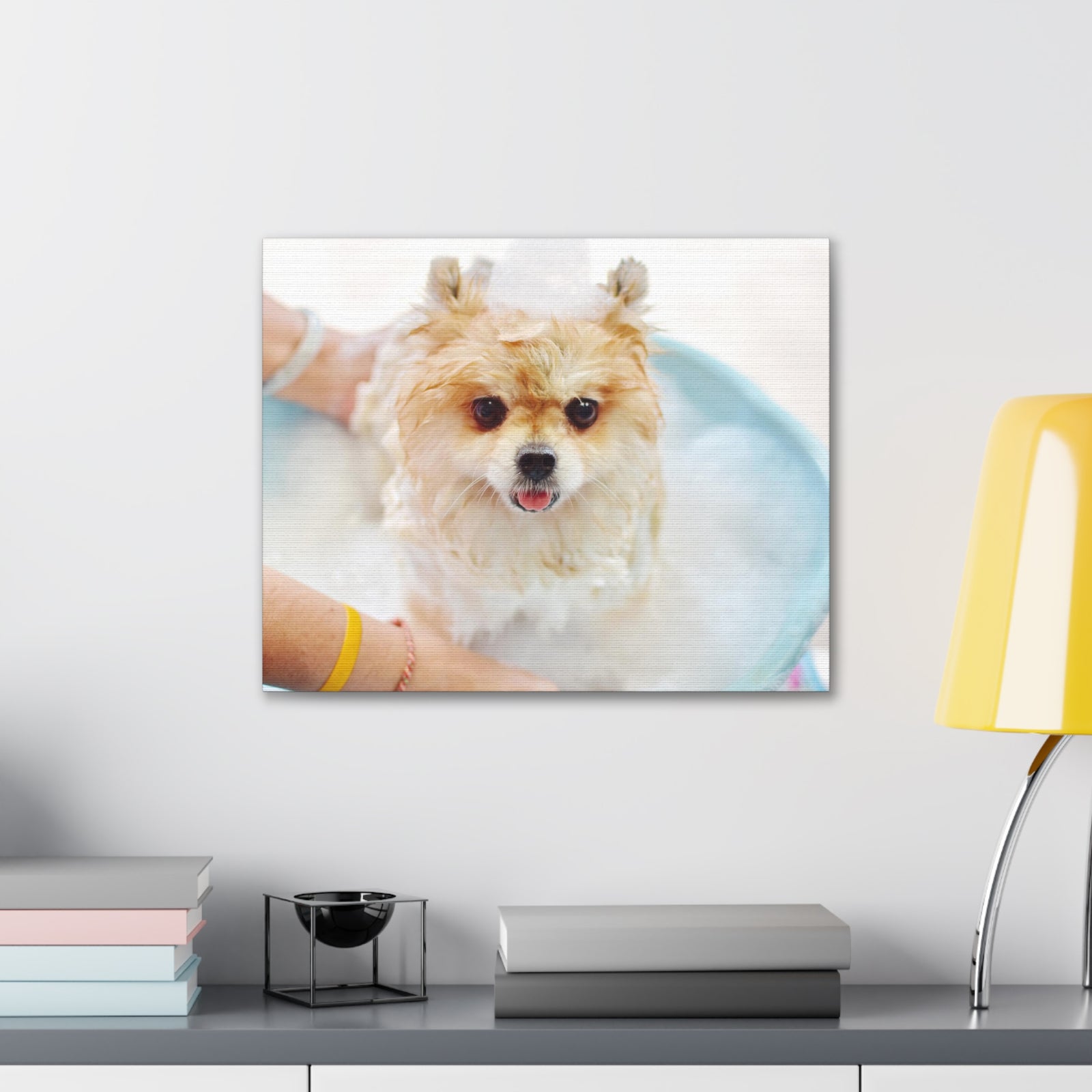 Cute Pomeranian Bath Canvas Wall Art for Home Decor Ready-to-Hang-Express Your Love Gifts