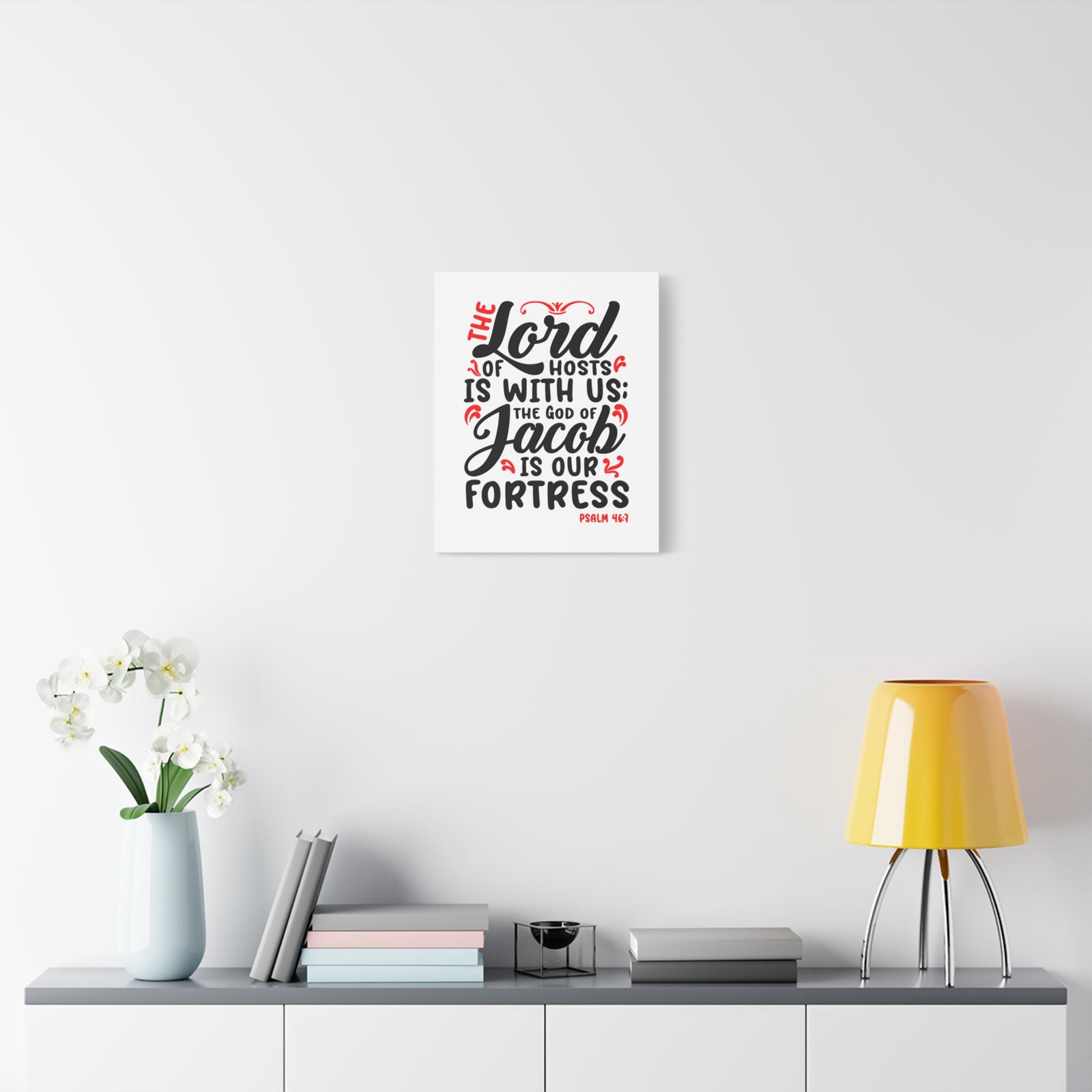 Scripture Canvas The Lord Of Hosts Psalm 46:7 Christian Wall Art Bible Verse Print Ready to Hang-Express Your Love Gifts