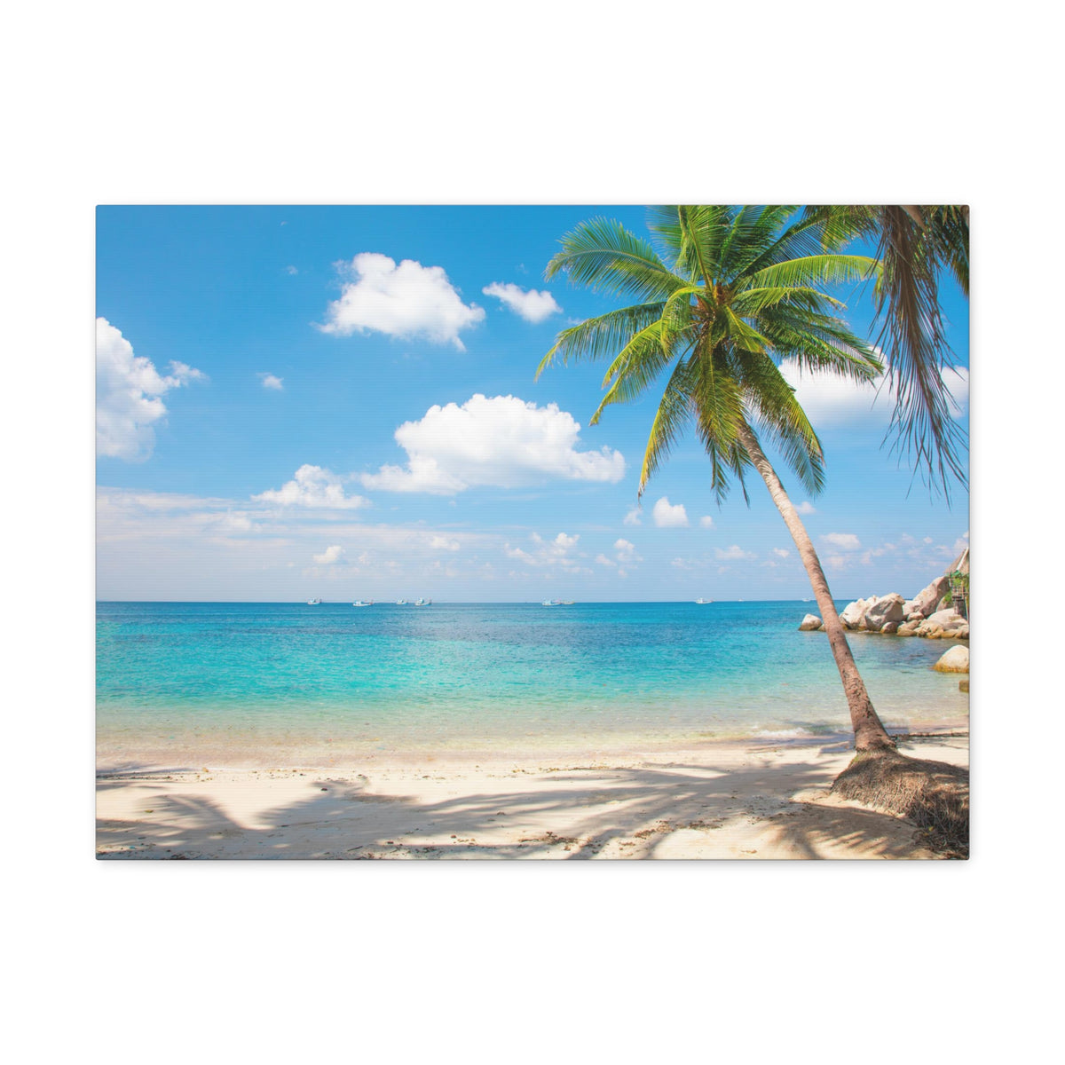 Tropical Beach With Coconut Palm Tree Ocean Canvas Wall Art for Home Decor Ready-to-Hang-Express Your Love Gifts