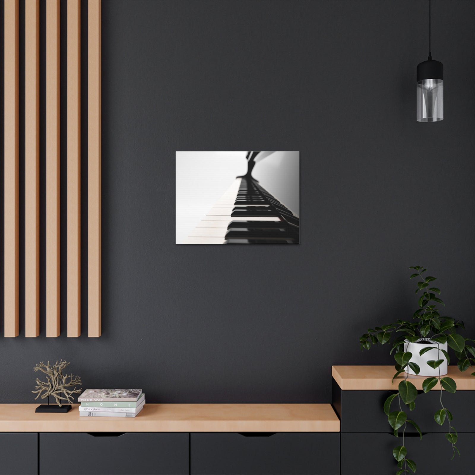 Piano Black And White Music Lover's Delight Piano Keyboard Canvas Wall Art for Home Decor Ready-to-Hang-Express Your Love Gifts