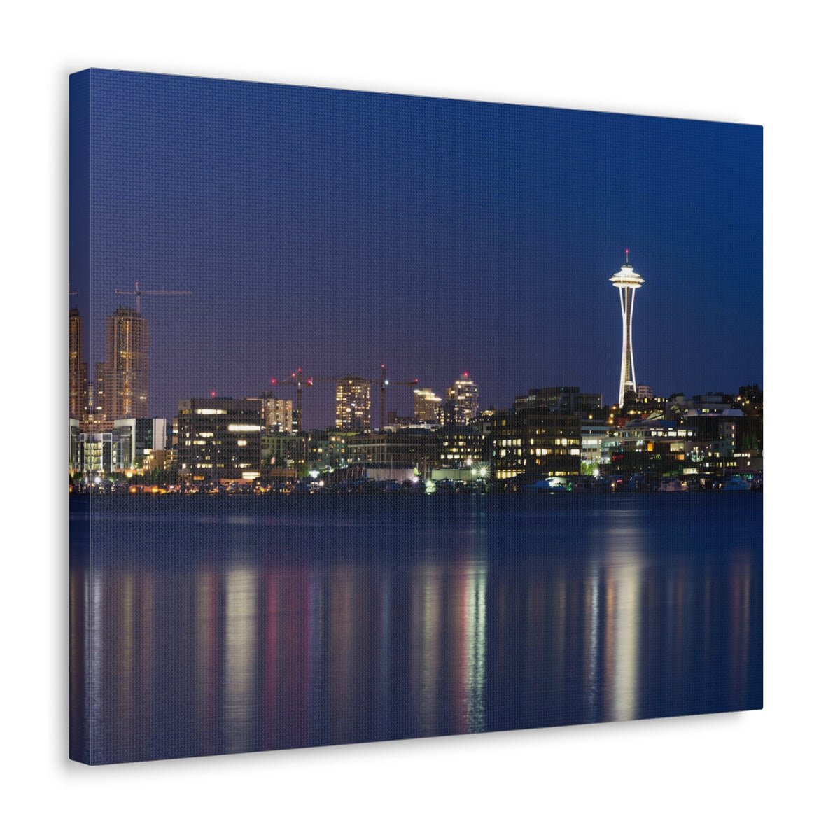 Seattle Night Skyline Canvas Artwork High-Quality Breathtaking Stunning Cityscape for Home Decor Ready to Hang-Express Your Love Gifts