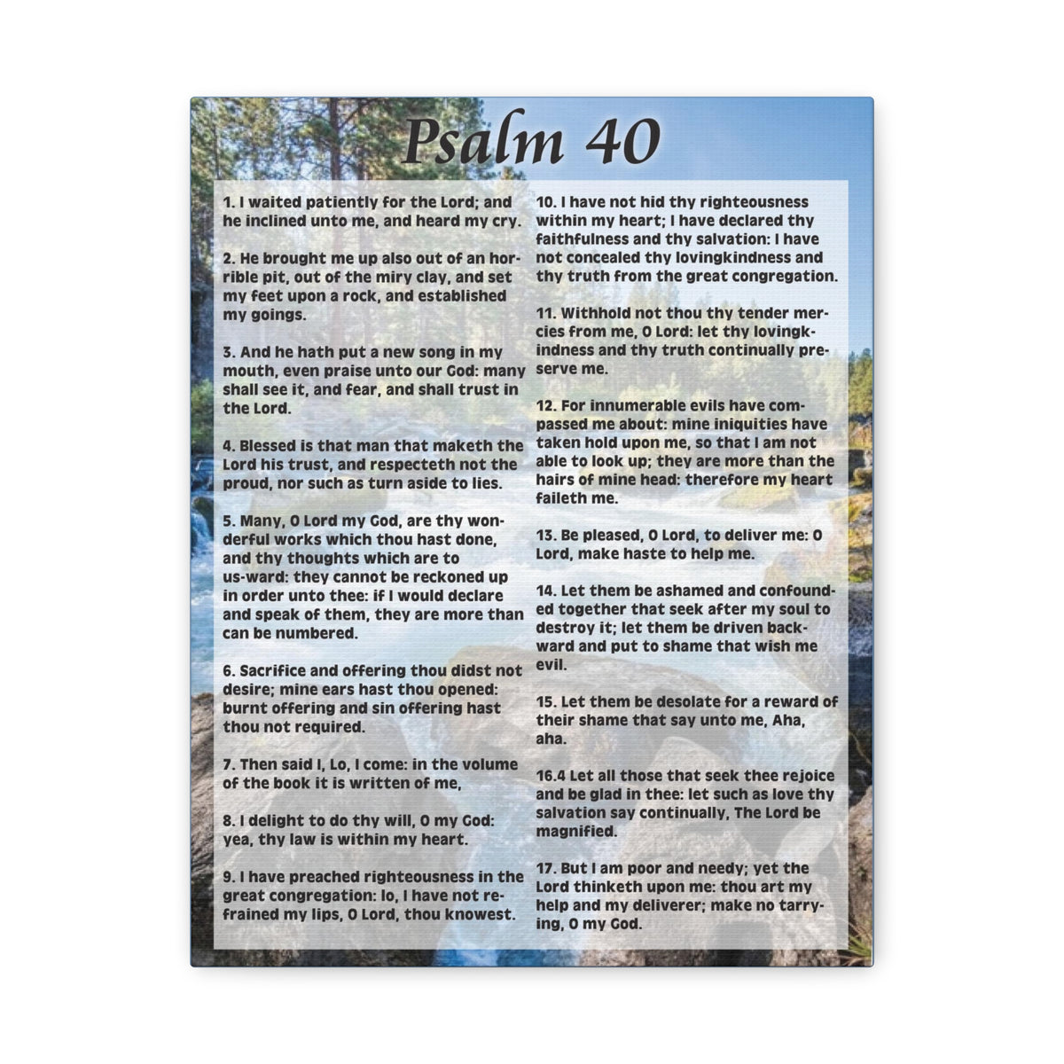 Scripture Canvas My Deliverer Heard Me Psalm 40:8 Colored Christian Wall Art Print Ready to Hang-Express Your Love Gifts