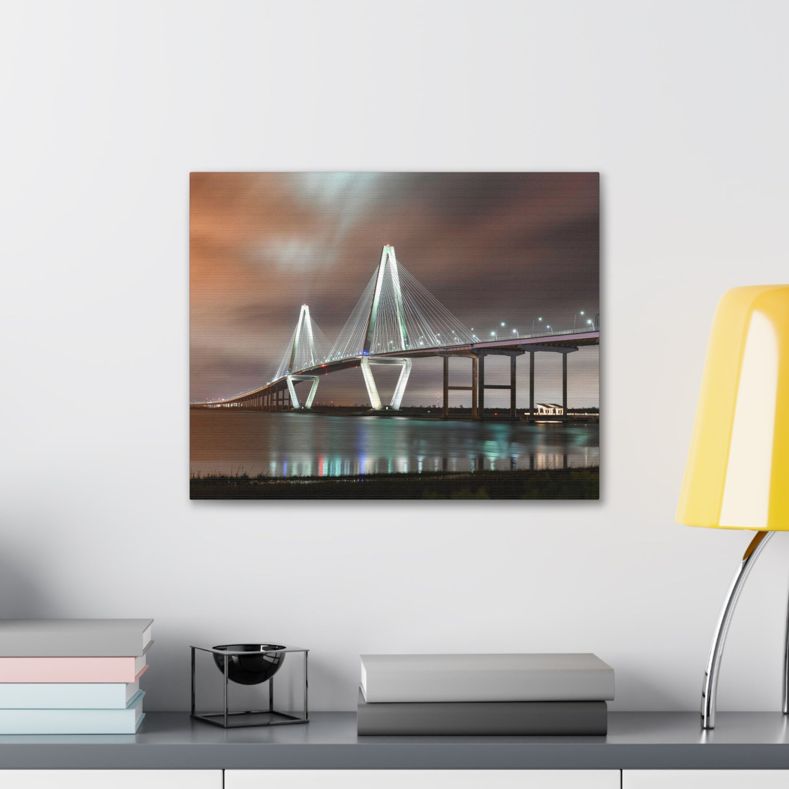 River Bridge Charleston South Carolina Nature Wilderness Photography Canvas Wall Art for Home Decor Ready-to-Hang-Express Your Love Gifts