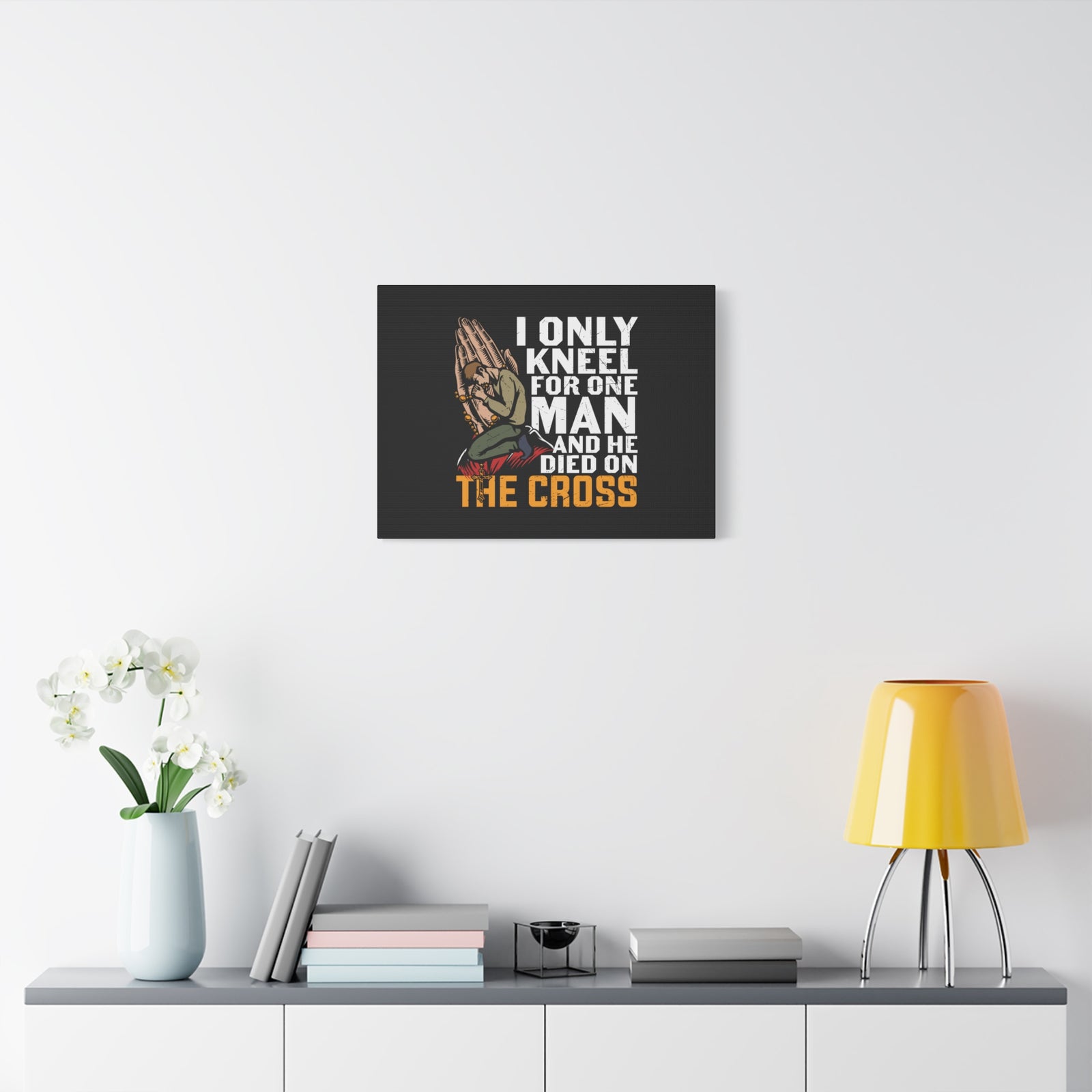 Scripture Canvas Only Kneel For One Man Psalm 95:6 Christian Wall Art Bible Verse Print Ready to Hang-Express Your Love Gifts