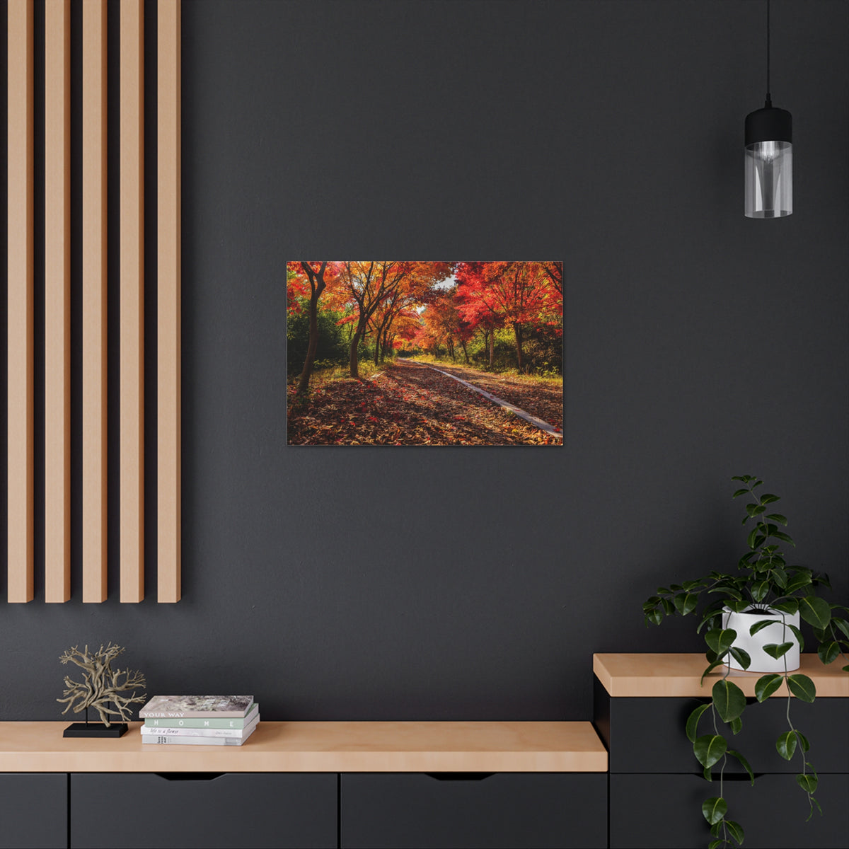 Orange Tree Path Autumn Park Nature Wilderness Photography Canvas Wall Art for Home Decor Ready-to-Hang-Express Your Love Gifts