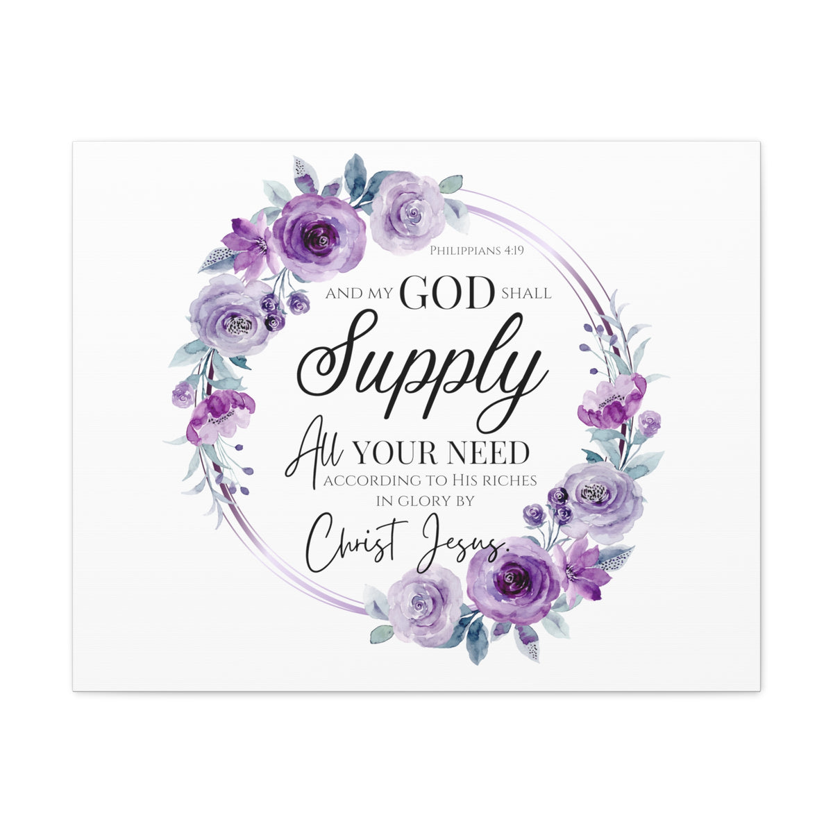 Scripture Walls Philippians 4:19 God Shall Supply Bible Verse Canvas Christian Wall Art Ready to Hang Unframed-Express Your Love Gifts