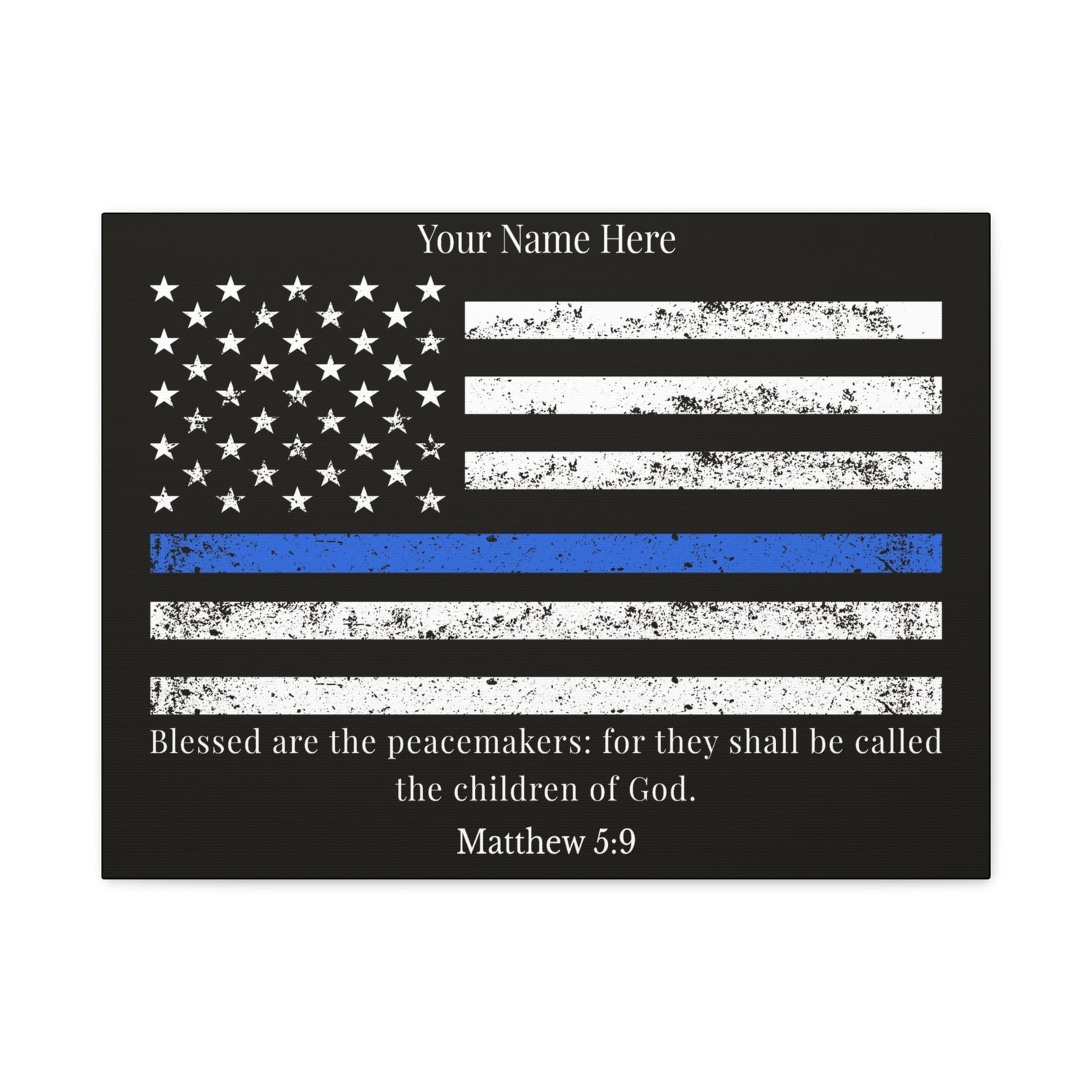Scripture Walls Personalized Matthew 5:9 Police Officer Badge Bible Canvas Christian Wall Art Ready to Hang Unframed-Express Your Love Gifts