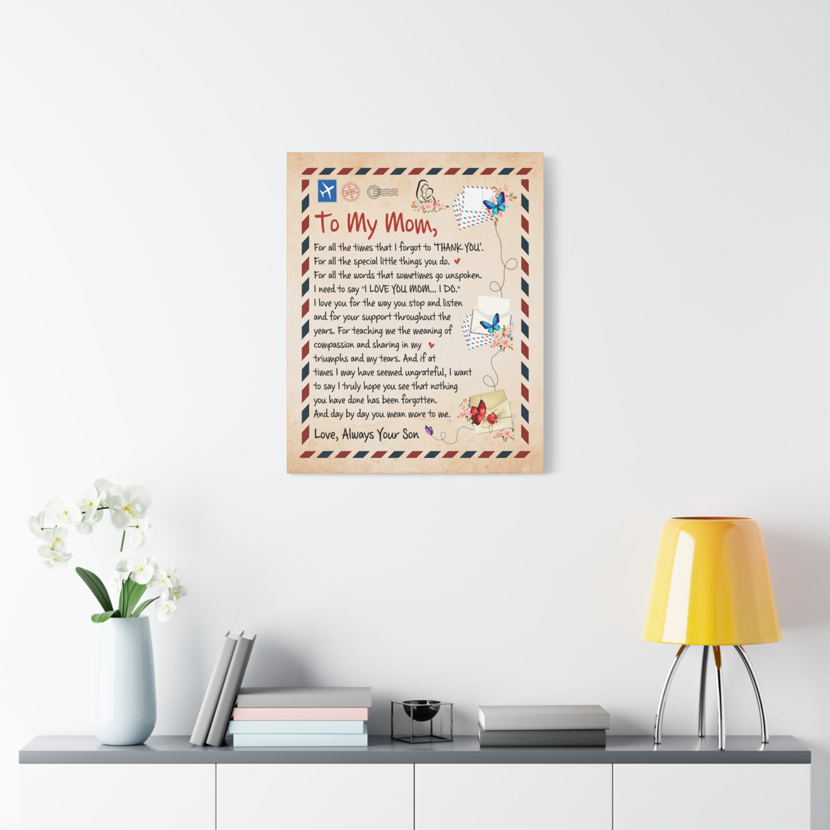 To My Mom Message Inspirational Canvas Wall Art for Mom-Express Your Love Gifts