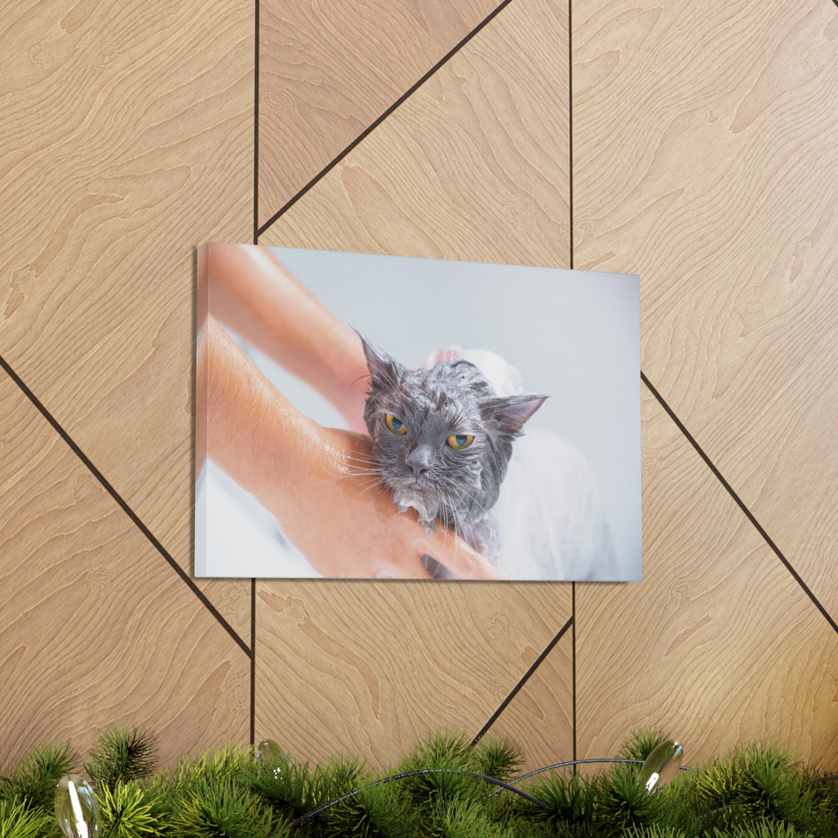 Cute Persian Cat Bath Canvas Wall Art for Home Decor Ready-to-Hang-Express Your Love Gifts