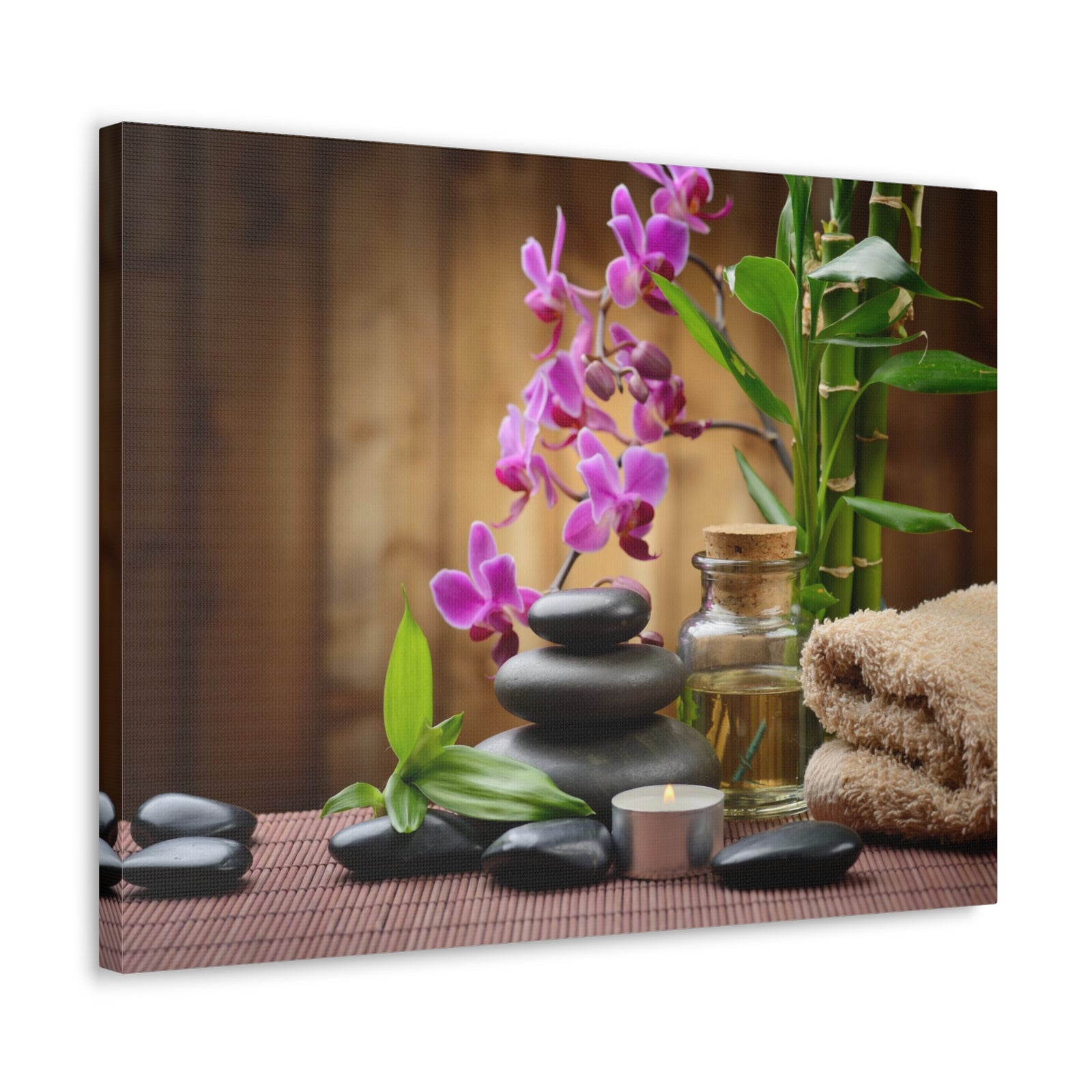 Stones on the Wood Forest Floral Nature Photography Canvas Wall Art for Home Decor Ready-to-Hang-Express Your Love Gifts